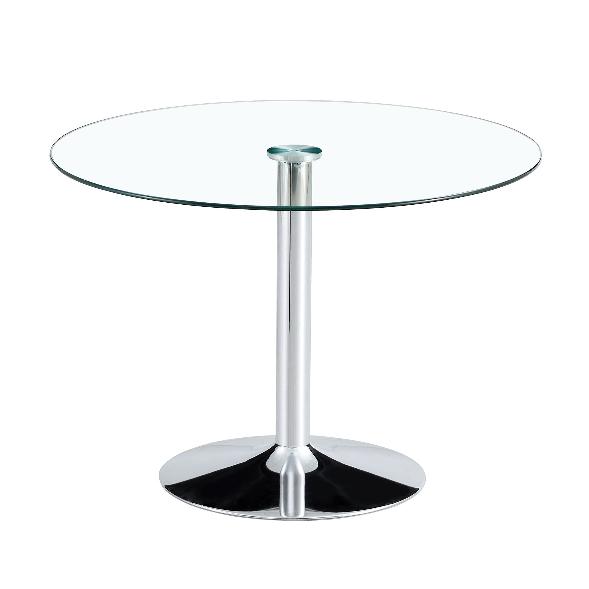 Modern Minimalist Circular Dining Table With Glass Top And Electroplated Metal Legs For Restaurants And Living Rooms - Silver / Transparent - Best Buy Furniture