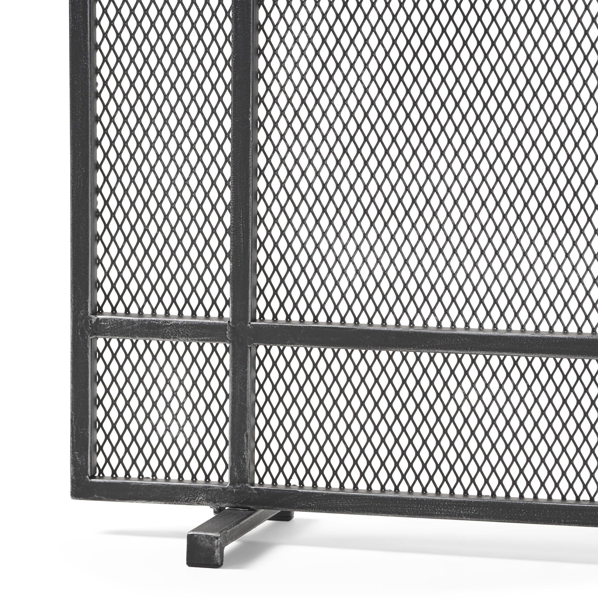 Markus - Modern Single Panel Iron Firescreen Black Brushed Silver - Best Buy Furniture