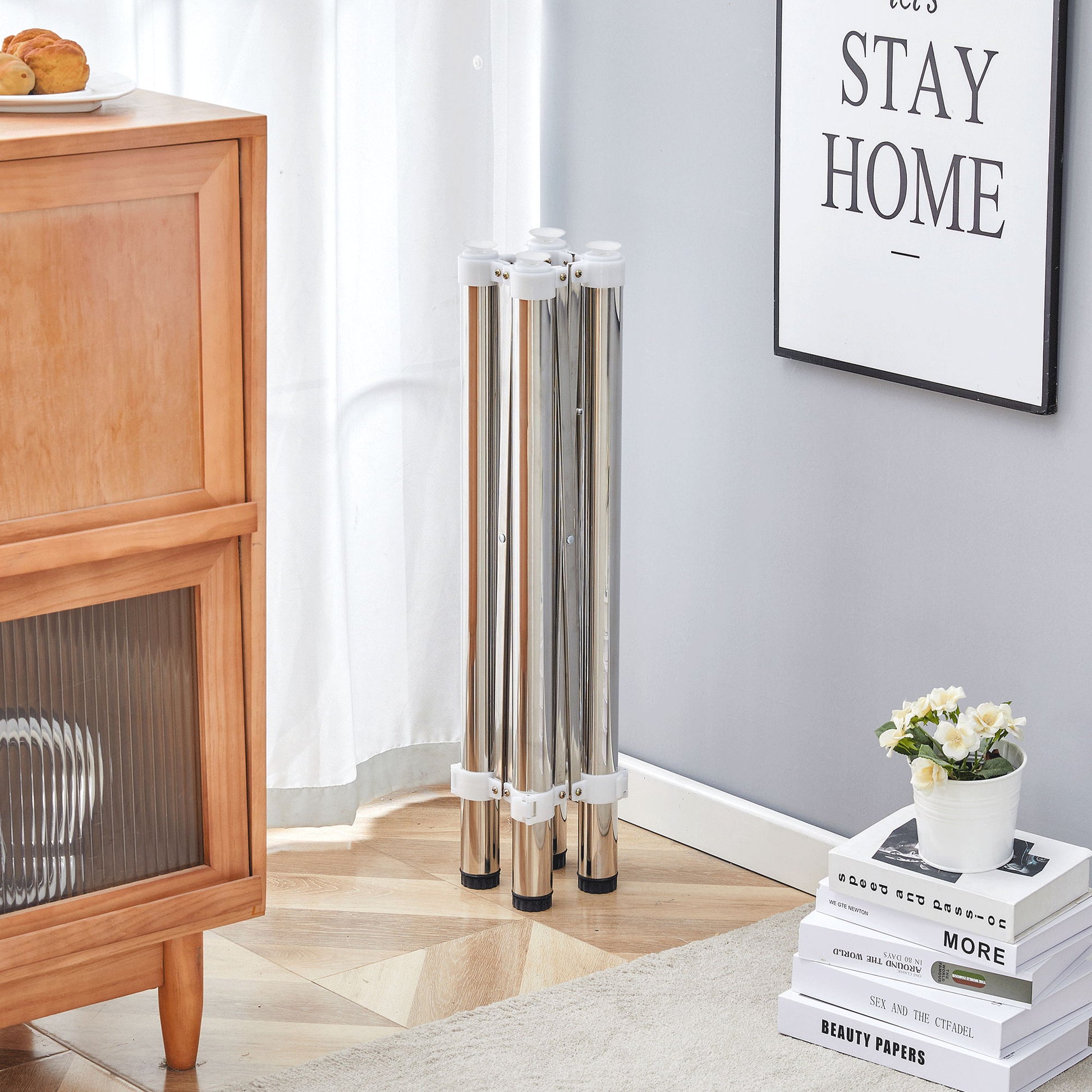 Simple Silver Stainless Steel Folding Table Frame Multifunctional Space Saving Design.Separate Folding Table Legs That Can Be Paired With Various Sizes And Styles Of Tabletops - Silver - Best Buy Furniture