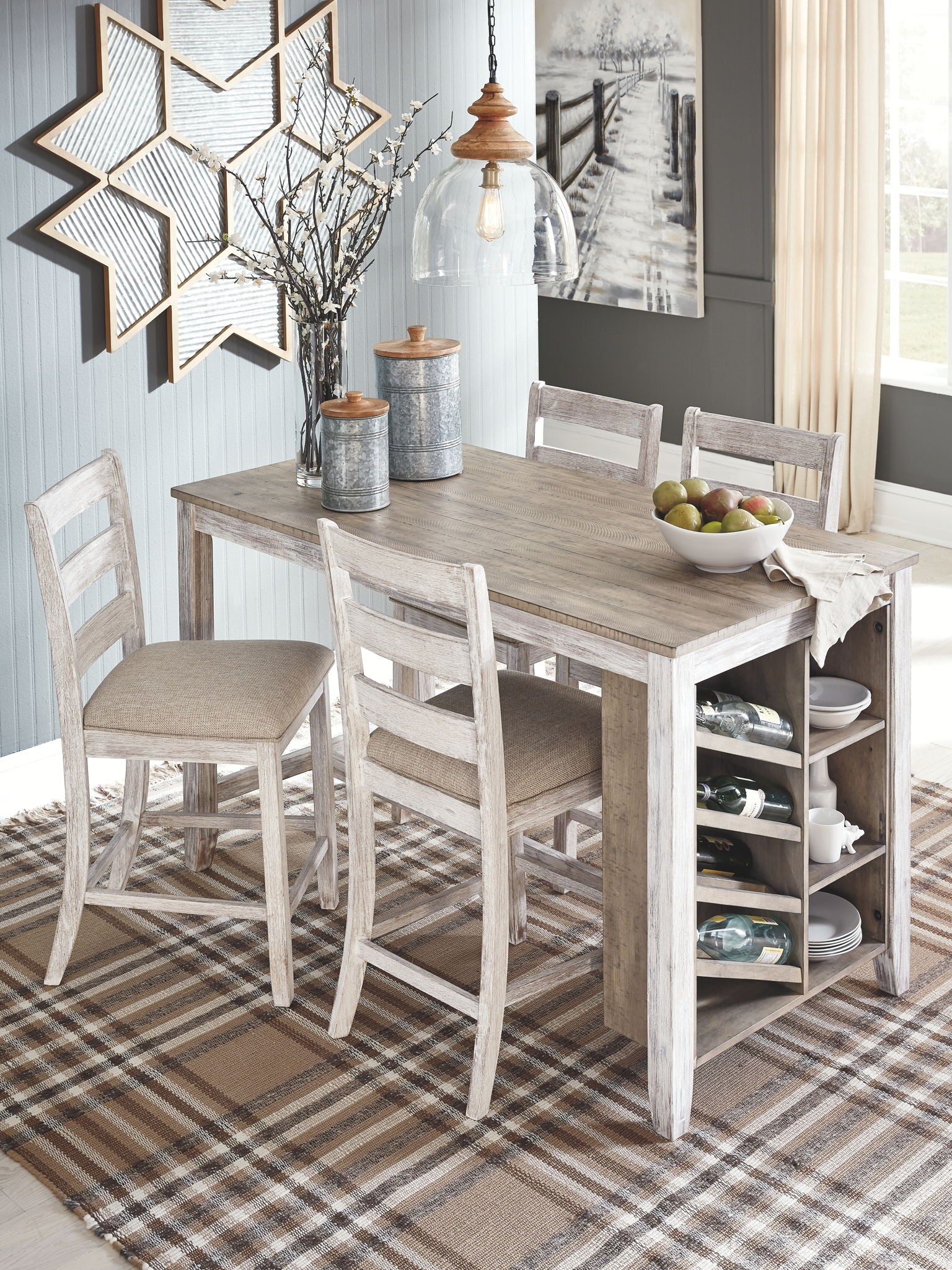 Skempton - Rectangular Counter Table With Storage - White - Best Buy Furniture