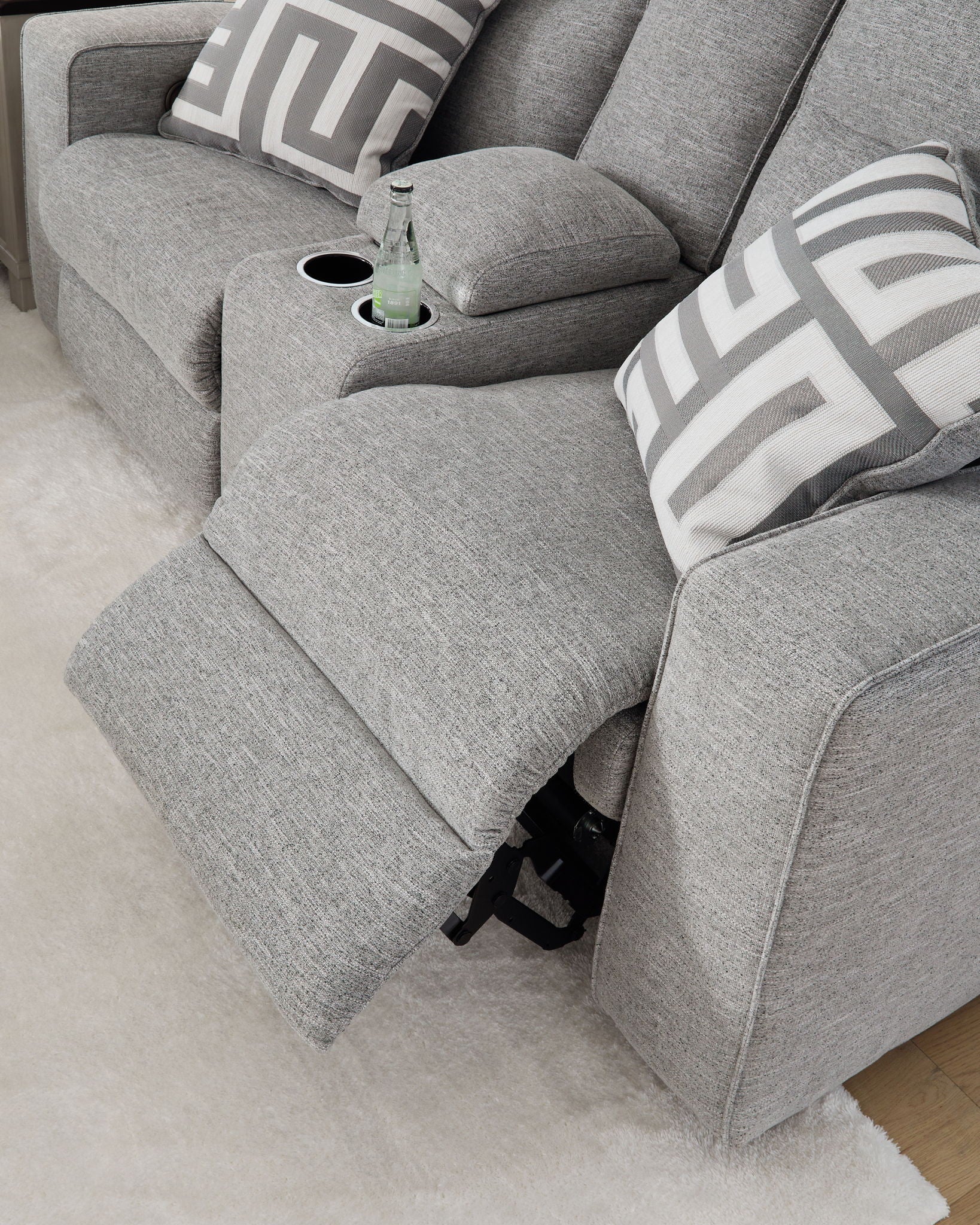 Biscoe - Power Reclining Loveseat With Console /Adj Headrest - Pewter - Best Buy Furniture