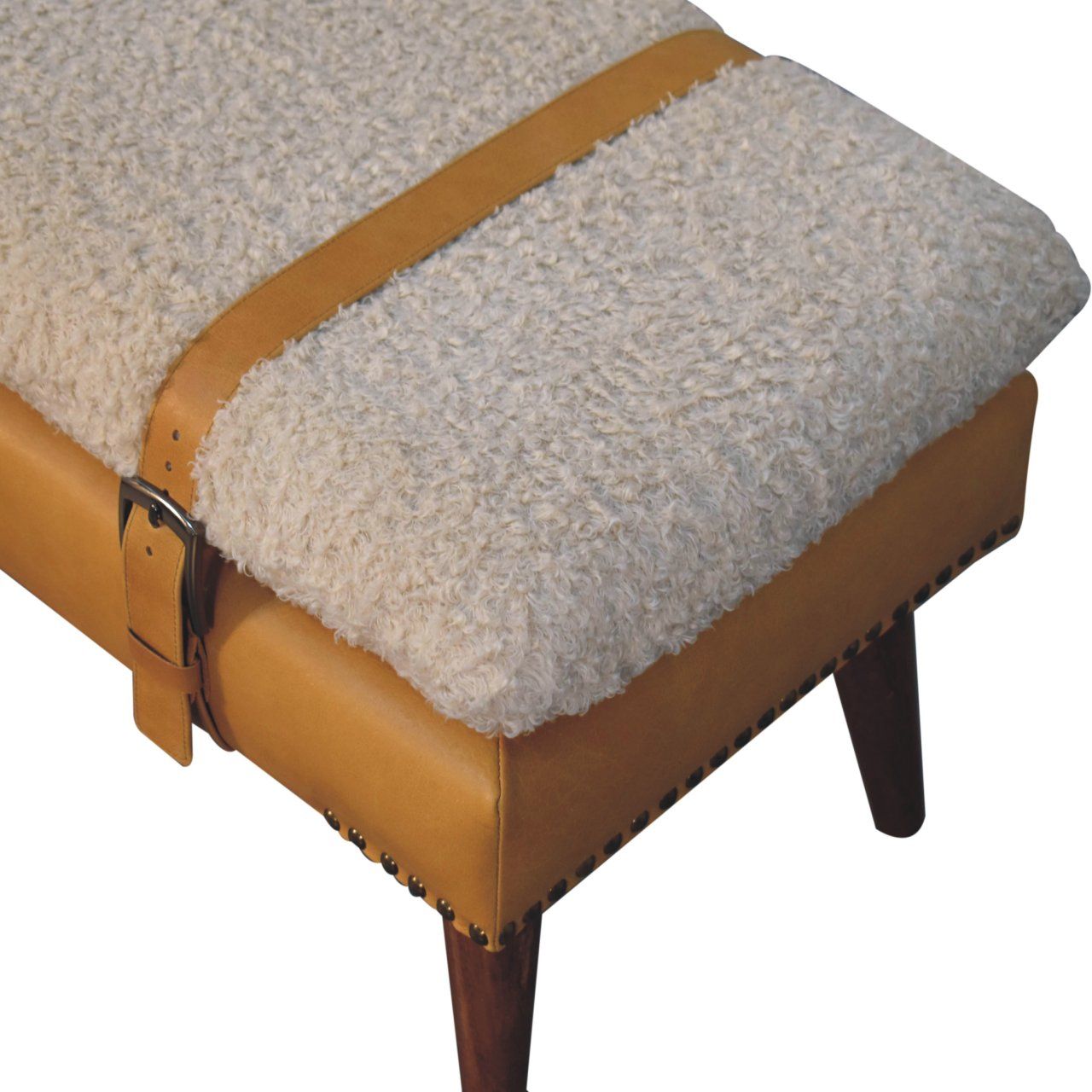 Boucle Leather Bench - Tan - Best Buy Furniture