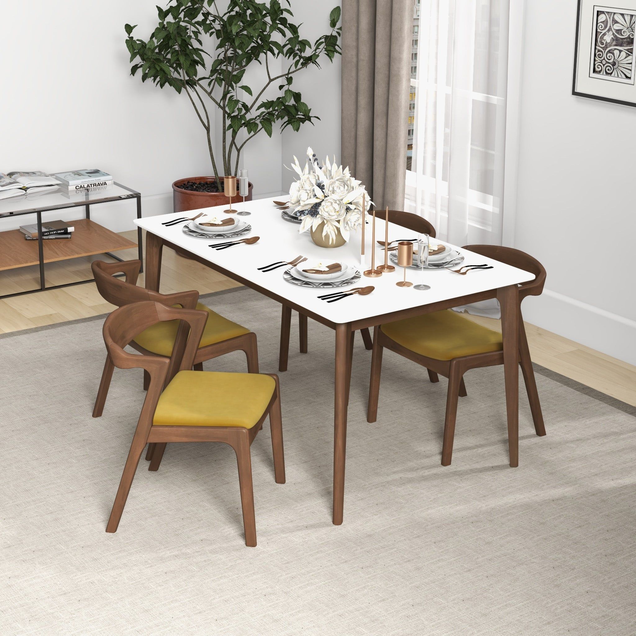 Dakota - Mid-Century Modern Velvet Dining Chair (Set of 2) - Best Buy Furniture