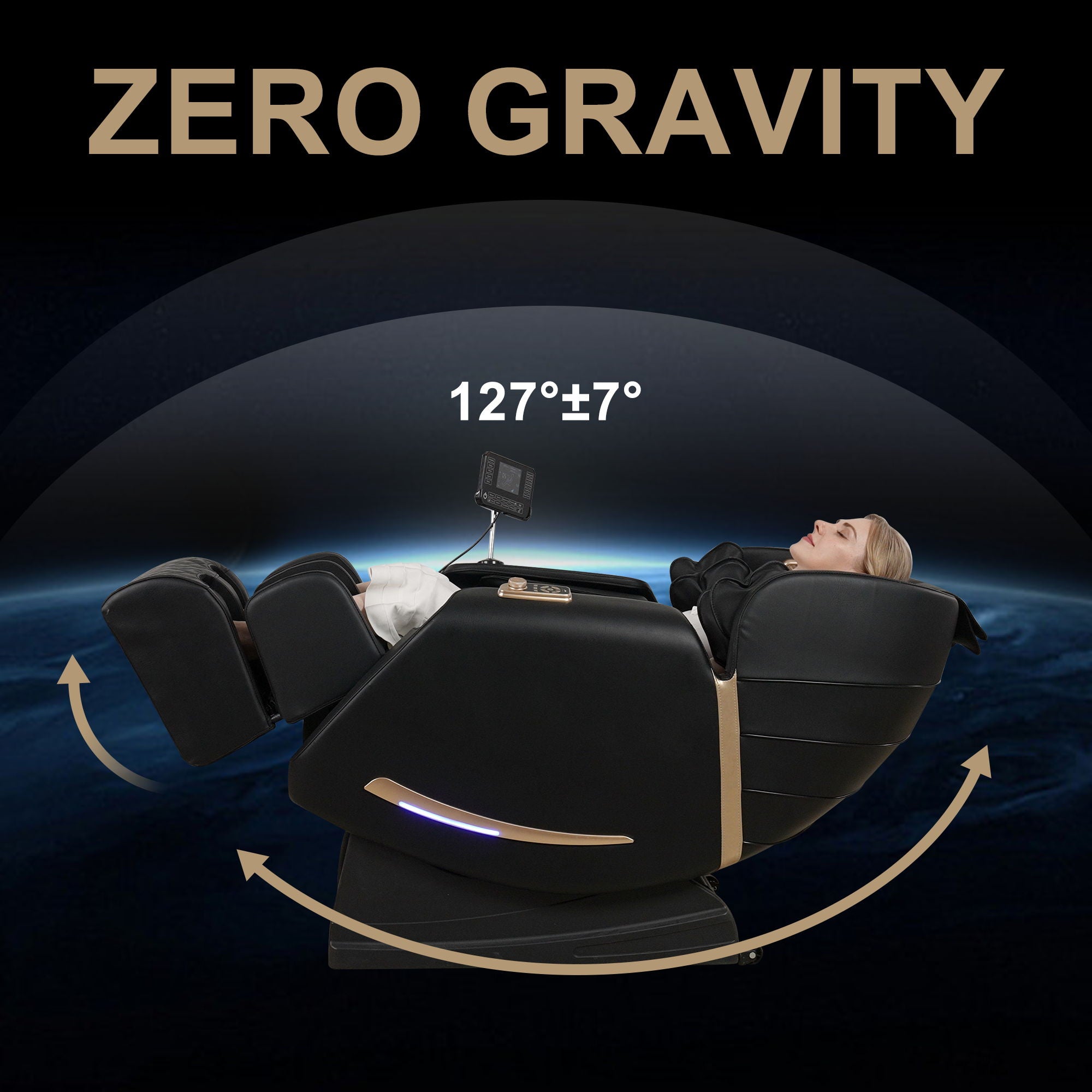 Full Body Massage Chair With Zero Gravity Recliner, With Two Control Panel: Smart Large Screen & Rotary Switch, Spot Kneading And Heating - Black - Best Buy Furniture