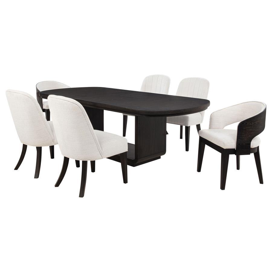 Leandro - 5 Piece Rectangular Dining Table Set - Cream / Burnished Black - Best Buy Furniture