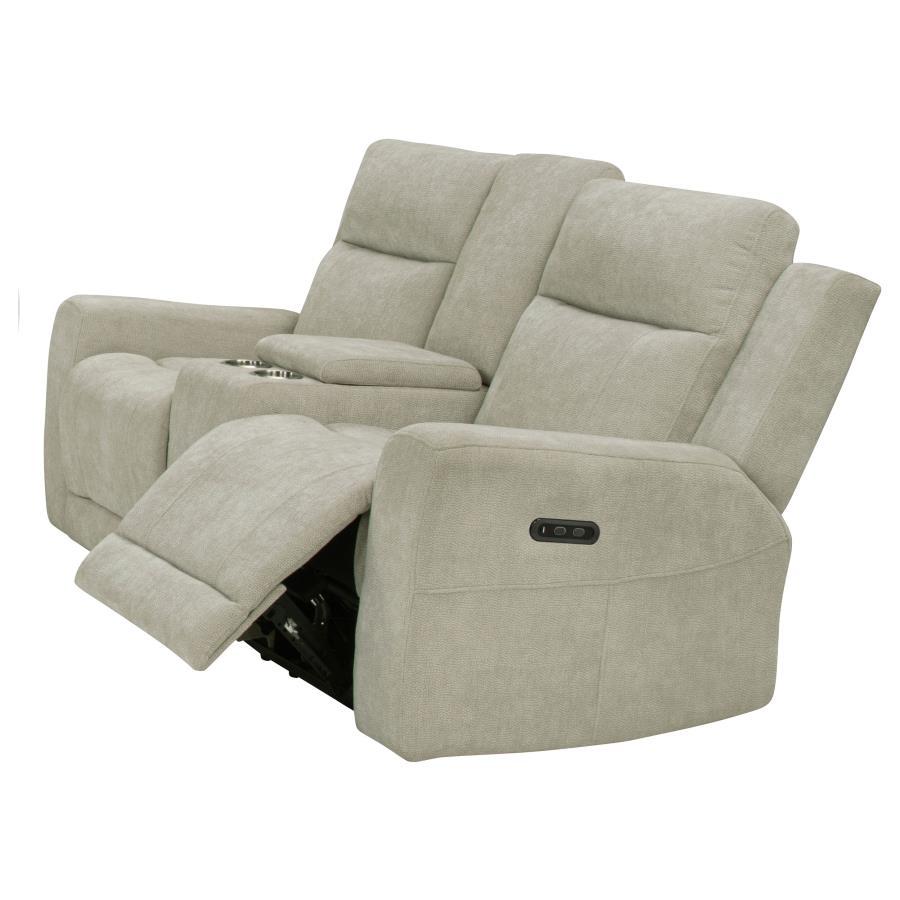 Kennett - Chenille Upholstered Power Reclining Loveseat - Ivory - Best Buy Furniture