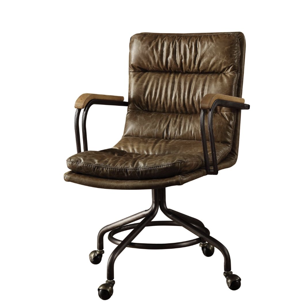 Harith - Vintage Top Grain Leather Office Chair - Brown - Best Buy Furniture