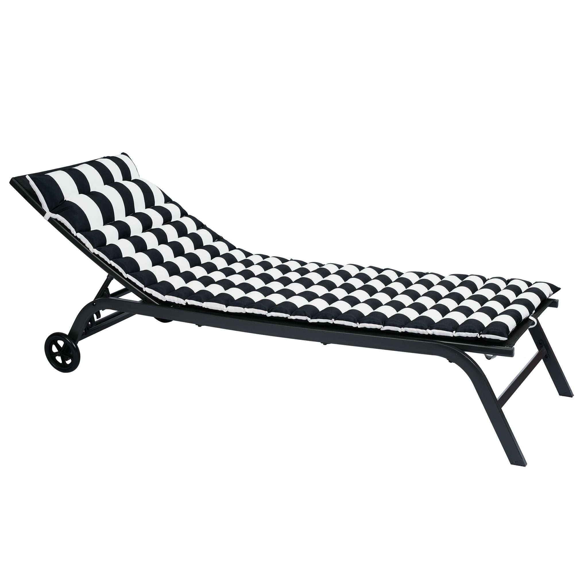 Outdoor Lounge Chairs (Set of 2), Cushion Replacement Patio Funiture Seat Cushion Chaise Lounge Cushion - Black / White - Best Buy Furniture