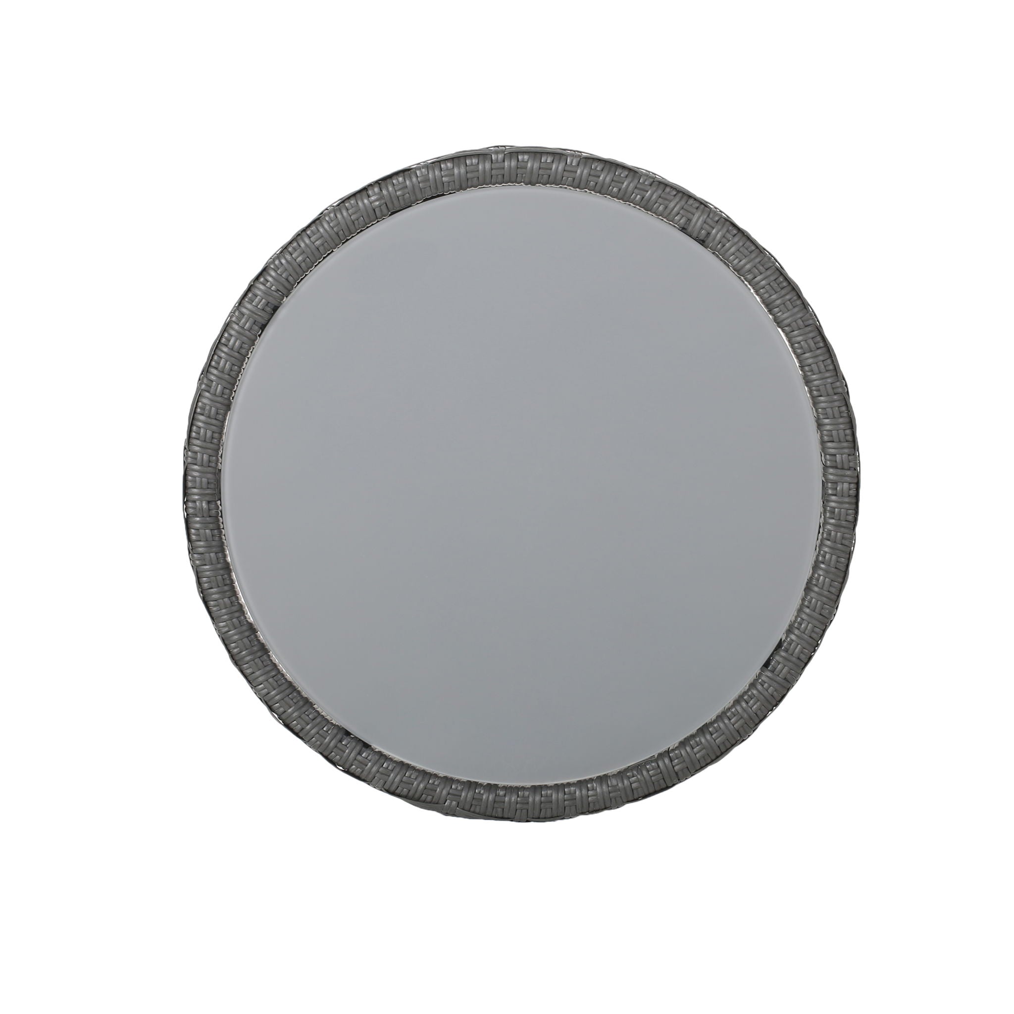 Achill - Outdoor Modern Boho Wicker Side Table With Glass Top - Gray - Best Buy Furniture