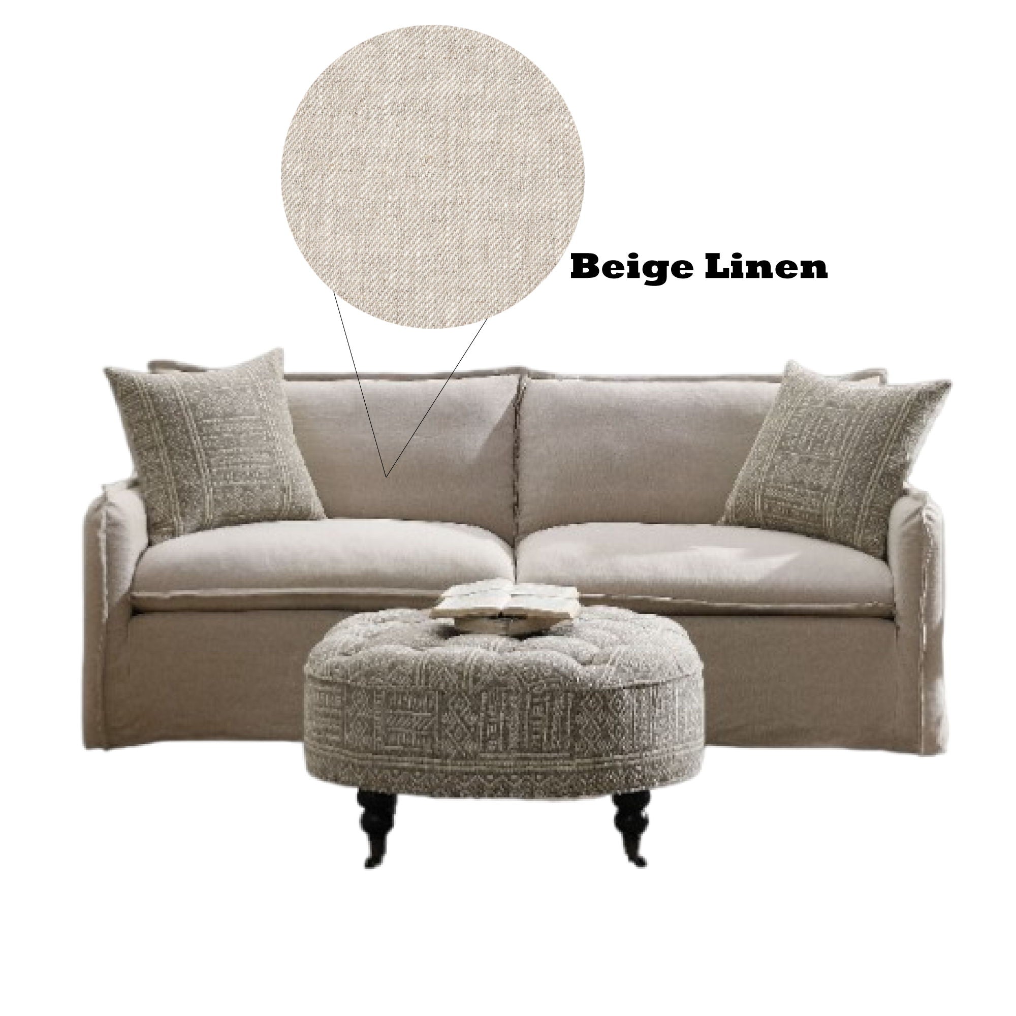 Upendo - Pattern Linen Sofa With 2 Toss Pillows - Beige - Best Buy Furniture