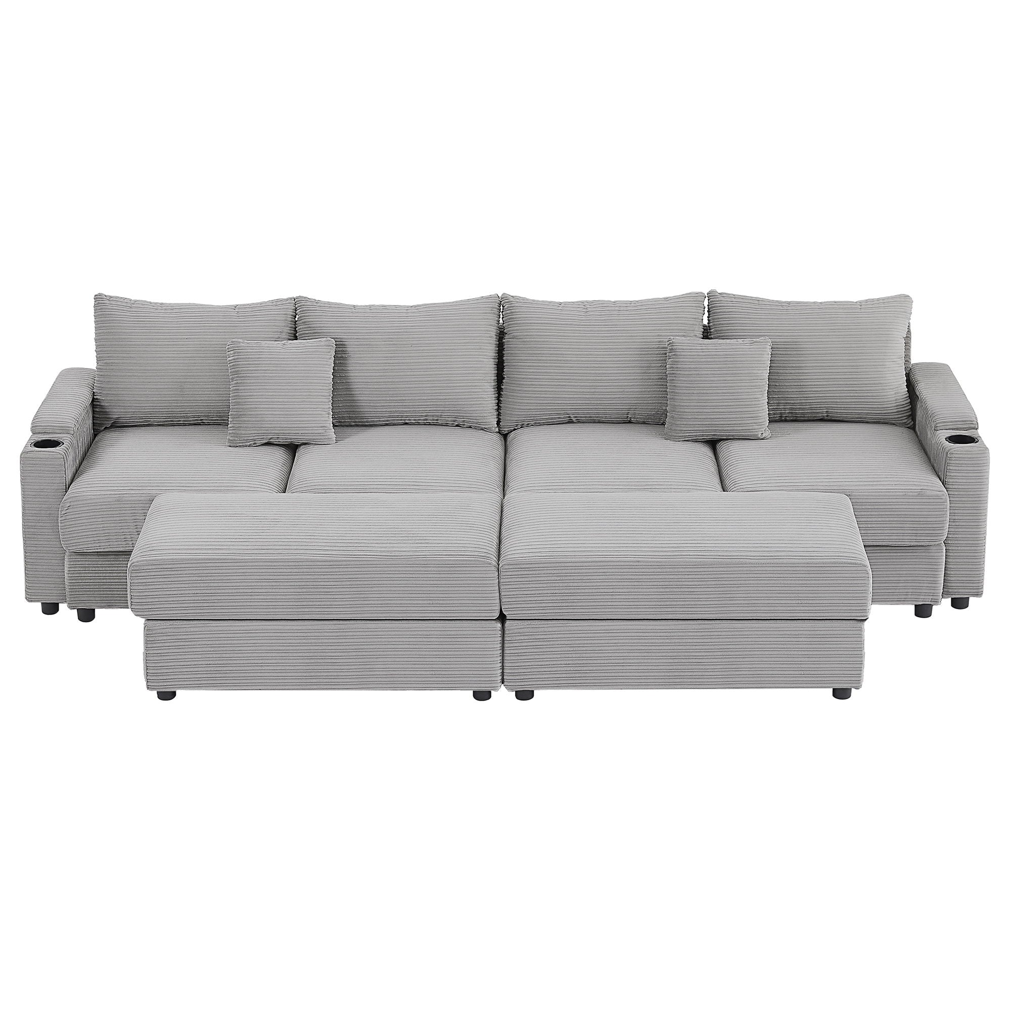 Modern Style Loveseat Sofa Sectional Sofa Couch With Storage Space, A Movable Ottoman, Two USB Ports, Two Cup Holders, A Phone Holder For Living Room - Best Buy Furniture