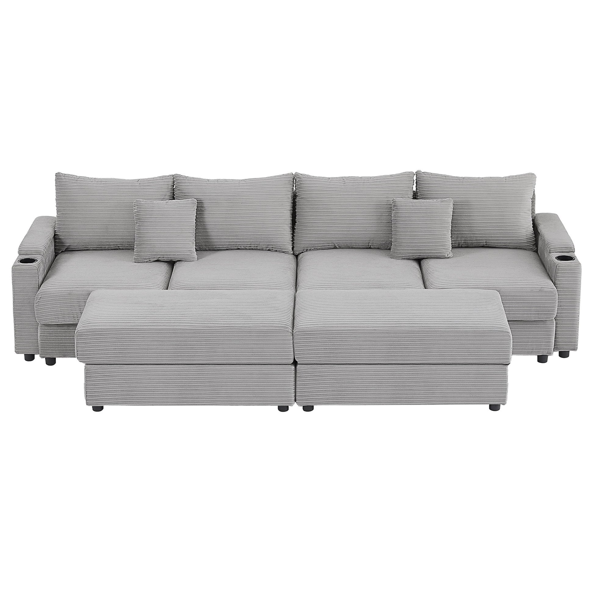 Modern Style Loveseat Sofa Sectional Sofa Couch With Storage Space, A Movable Ottoman, Two USB Ports, Two Cup Holders, A Phone Holder For Living Room - Best Buy Furniture