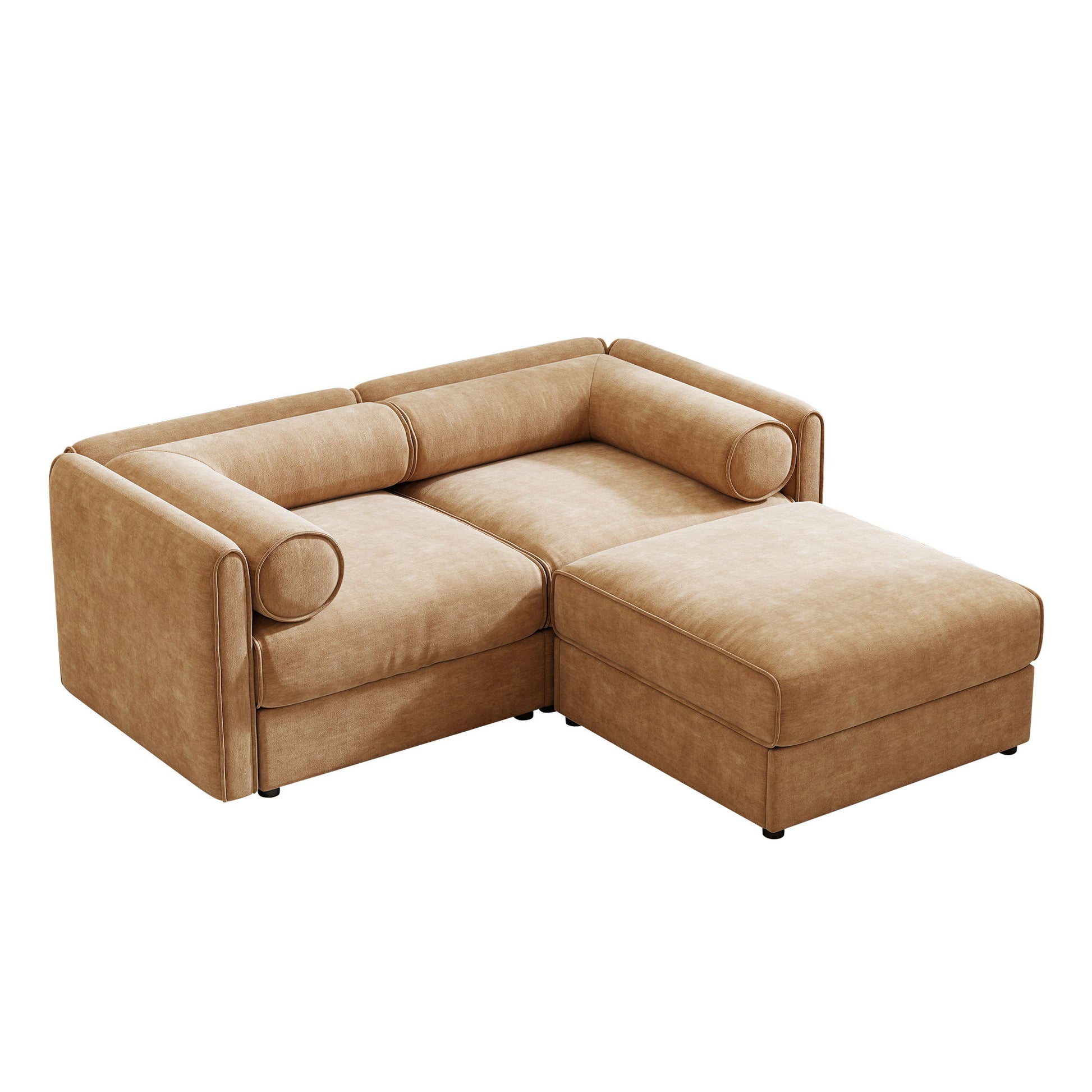 Contemporary Elegant White Chenille Sofa With Storage And Ottoman - Best Buy Furniture