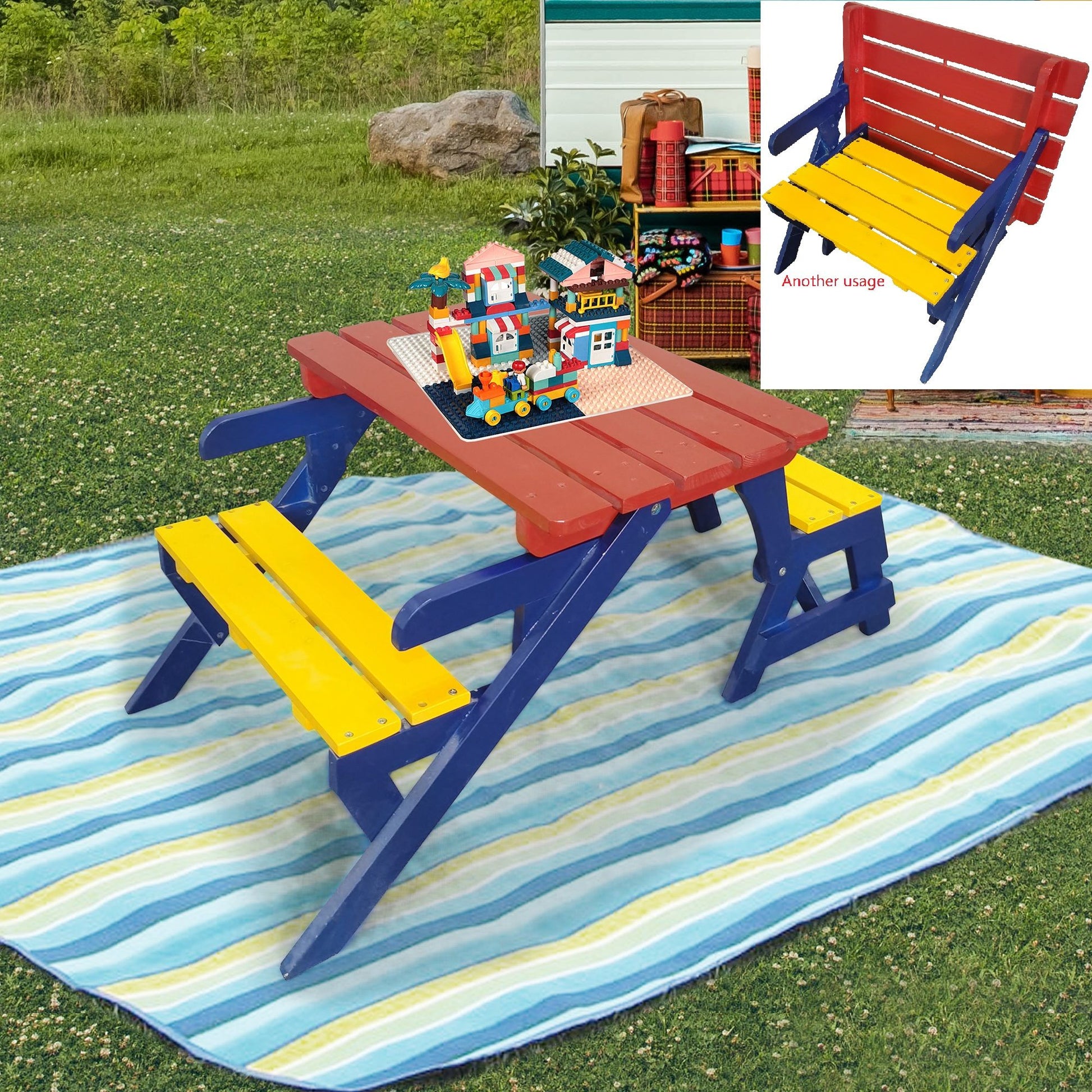 Kids Multi-Functional Arm Chair, Table With 2 Benches All-In-One Set - Best Buy Furniture