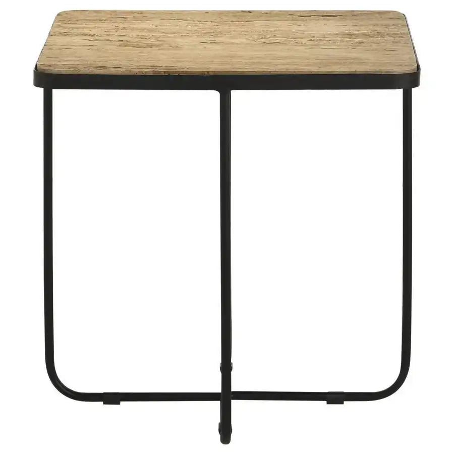 Elyna - Square Stone Top Accent Side Table - Beige - Best Buy Furniture