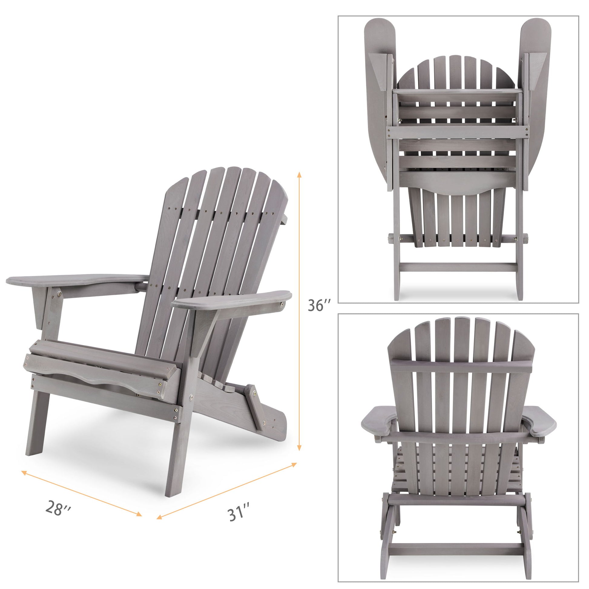 Lounge Patio Chair For Garden Outdoor Wooden Folding Adirondack Chair (Set of 2) Solid Cedar Wood Lounge Patio Chair For Garden - Best Buy Furniture