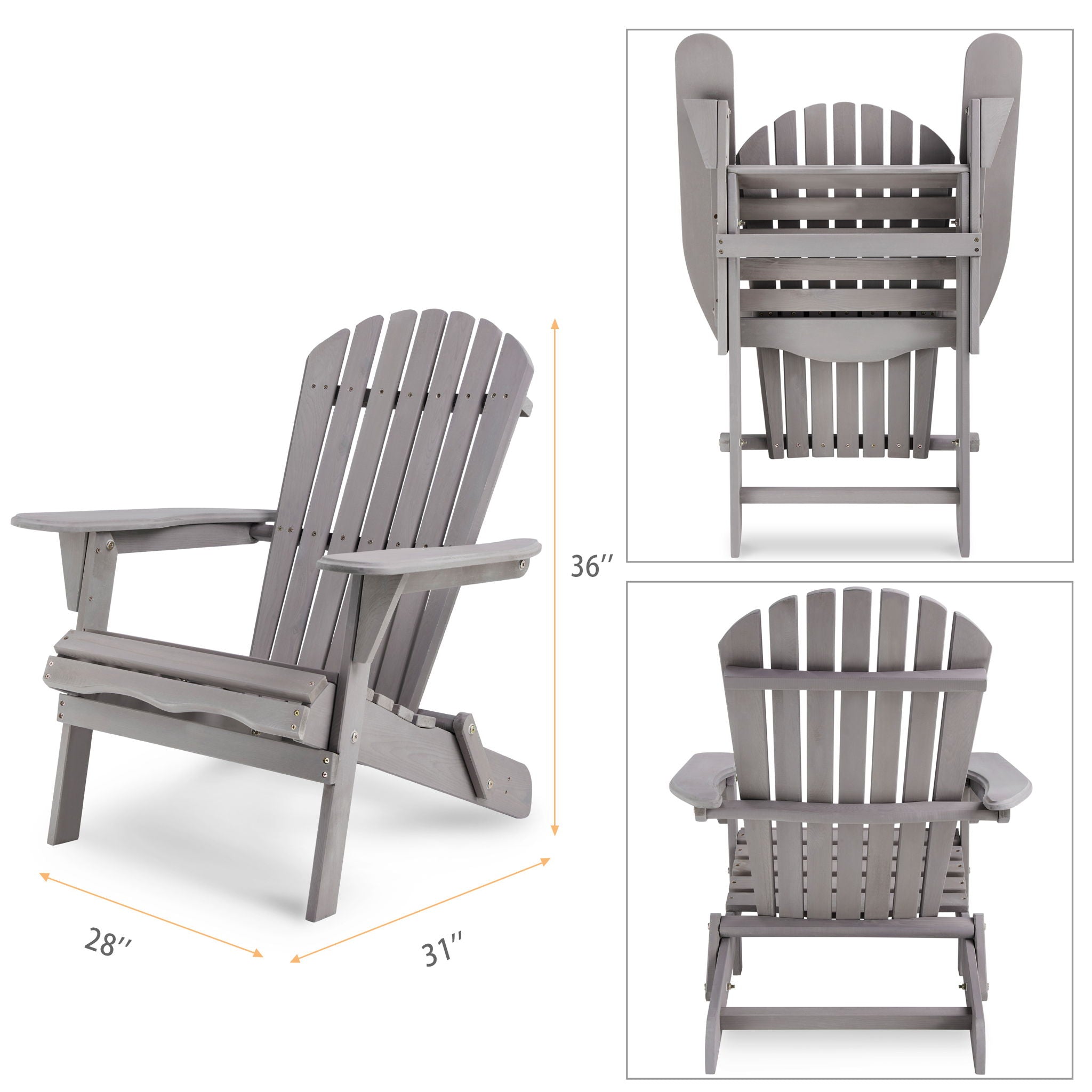 Lounge Patio Chair For Garden Outdoor Wooden Folding Adirondack Chair (Set of 2) Solid Cedar Wood Lounge Patio Chair For Garden - Best Buy Furniture
