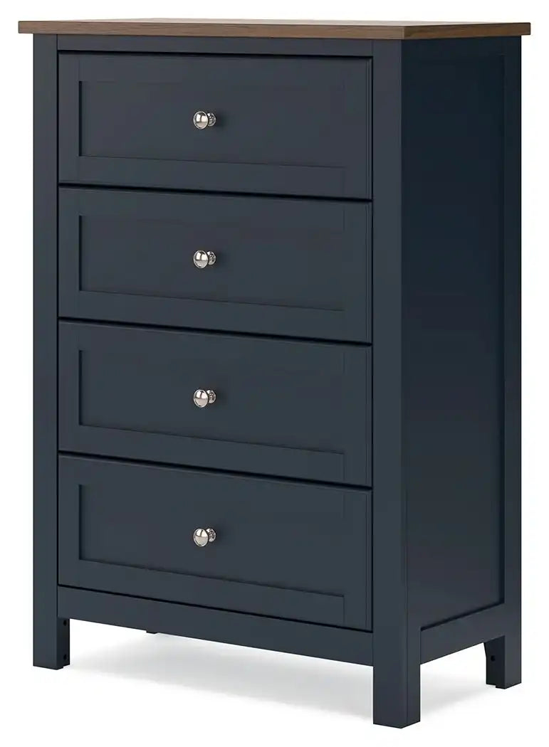 Landocken - Four Drawer Chest - Brown / Blue - Best Buy Furniture