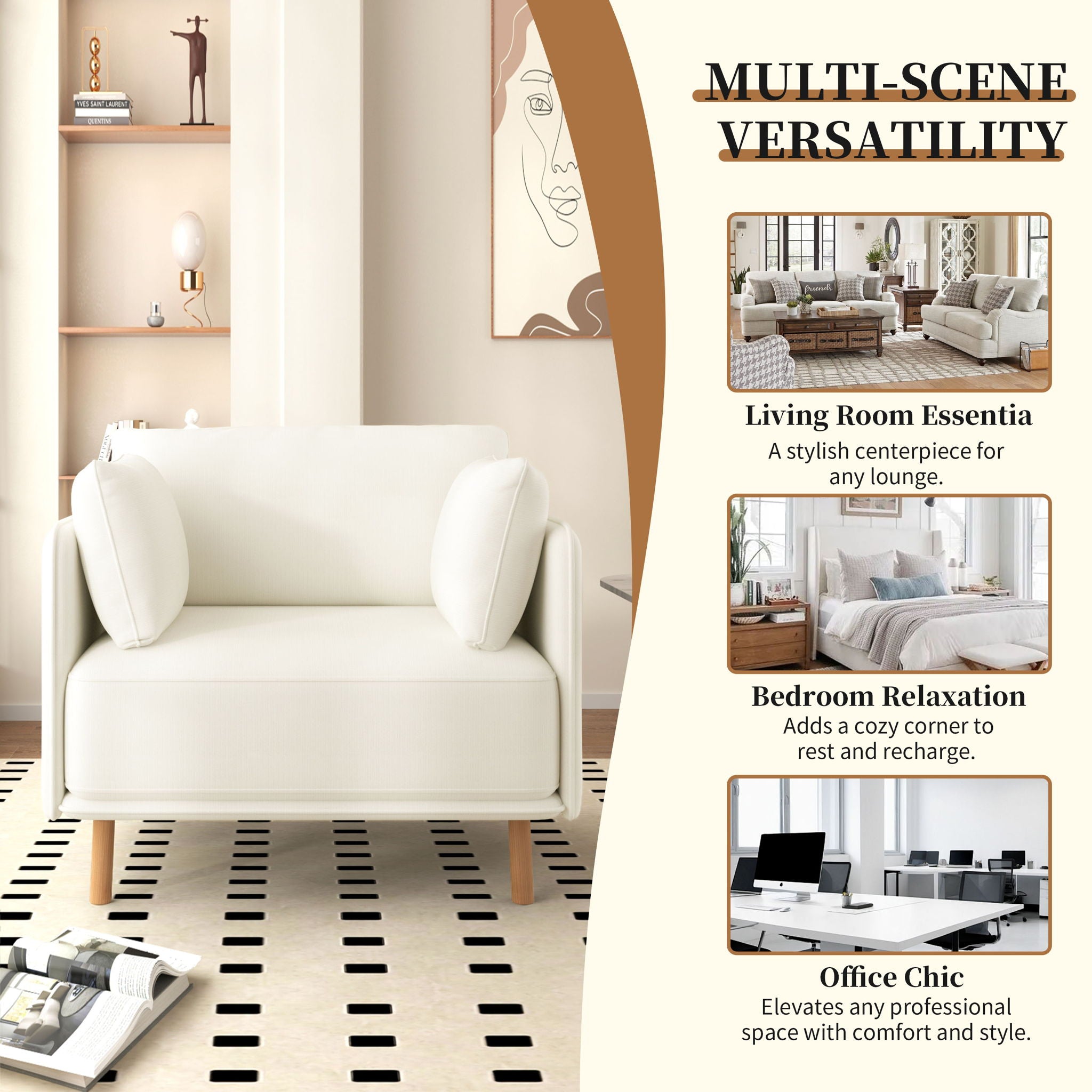 Modern Upholstered Accent Chair With Soft Cushions, Sleek Armrest Design - Best Buy Furniture