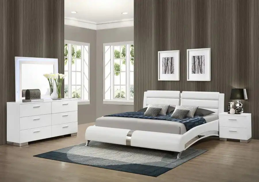 Jeremaine - Upholstered Platform Bedroom Set With LED - Best Buy Furniture