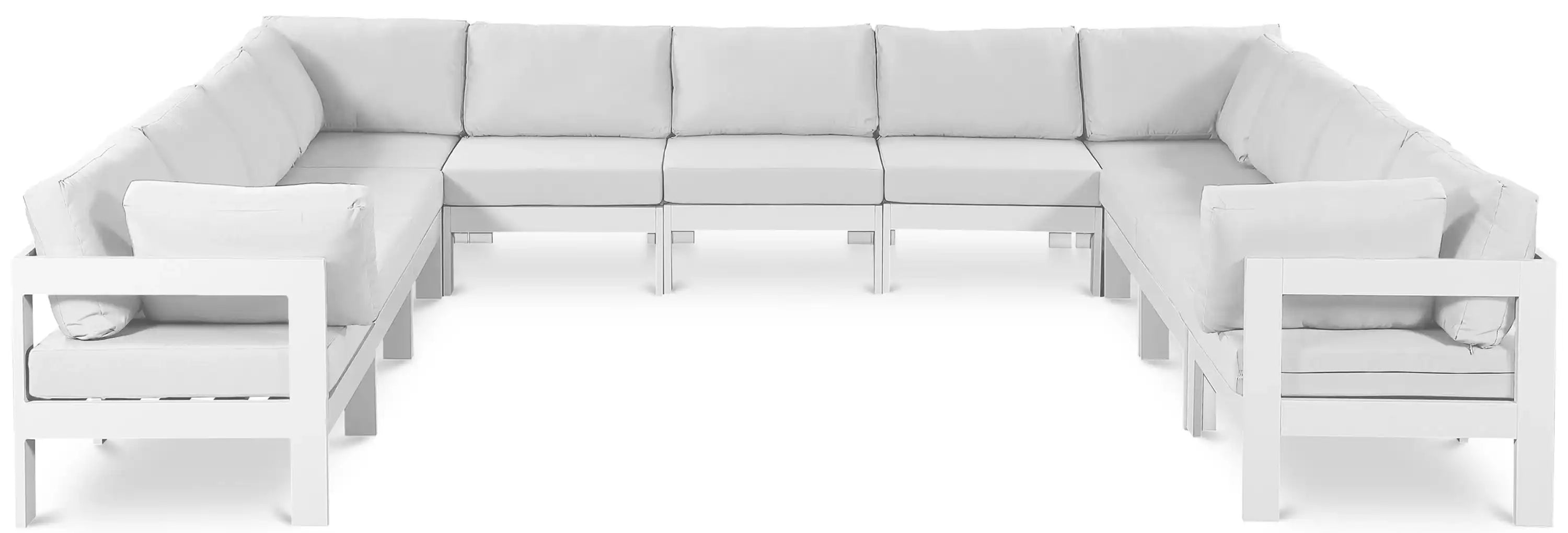 Nizuc - Outdoor Patio 11 Piece Modular Sectional With White Frame - Best Buy Furniture