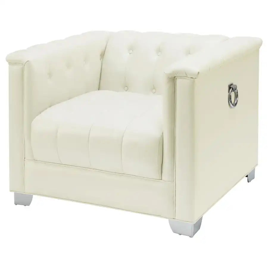 Chaviano - Upholstered Track Arm Accent Chair - Pearl White - Best Buy Furniture