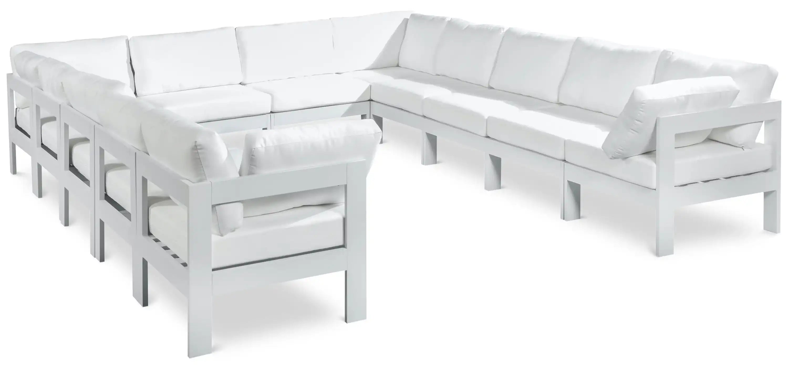 Nizuc - Outdoor Patio 12 Piece Modular Sectional With White Frame - Best Buy Furniture