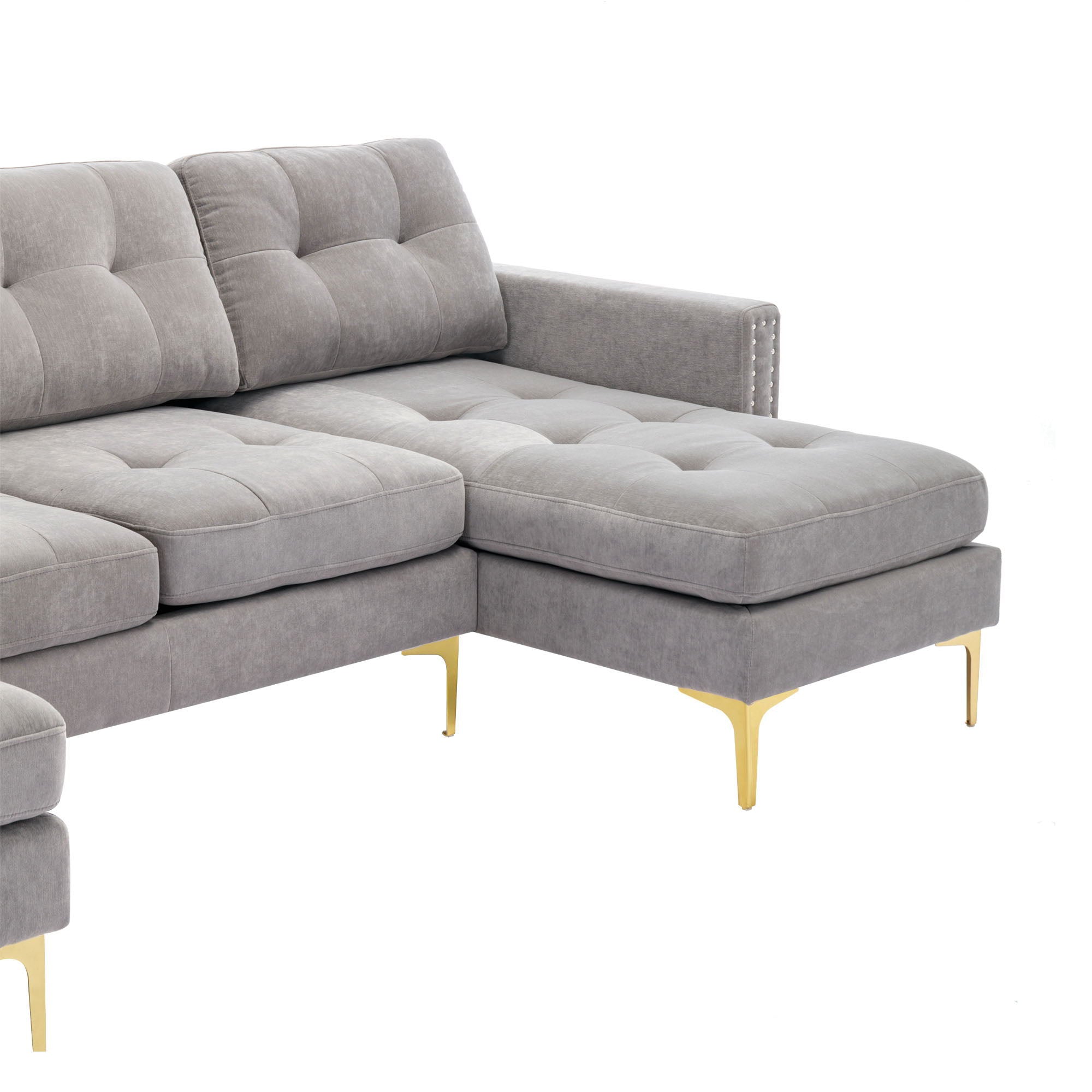Modern L - Shape Convertible Sectional Sofa With Movable Ottoman - Best Buy Furniture