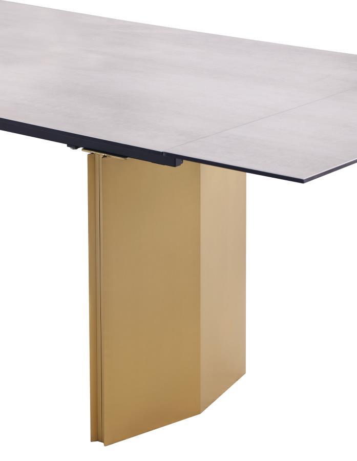 Vesa - Glass Top Extension Dining Table - Beige - Best Buy Furniture