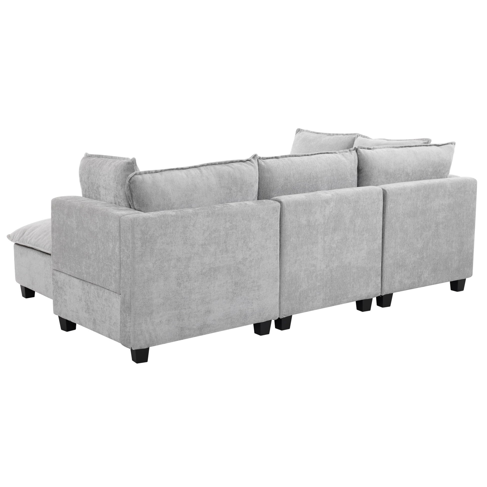 U-Shaped Sectional Modular Sofa With A Movable Ottoman, A Coffee Table With Hidden Charging Devices For Living Room - Best Buy Furniture