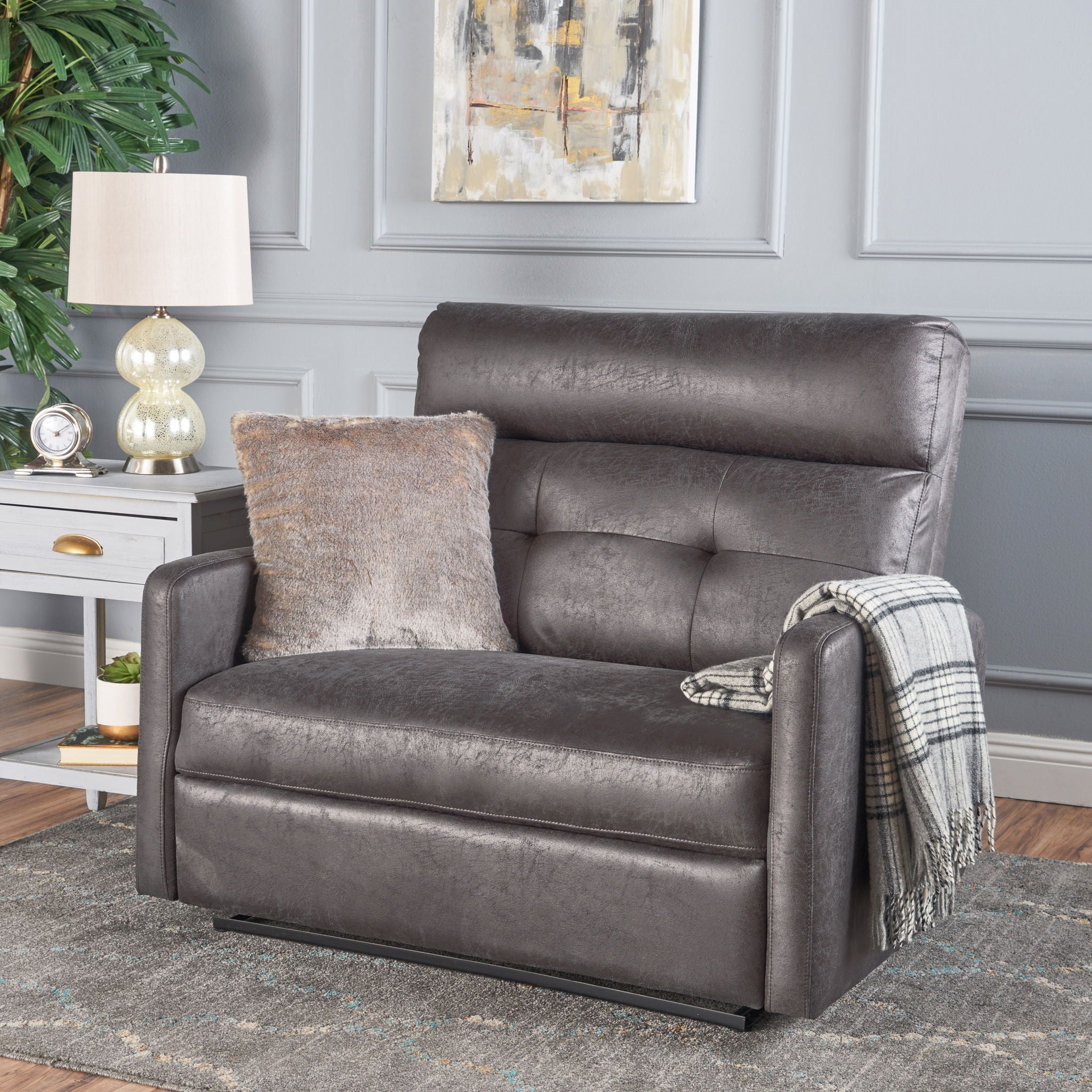 Alma - Contemporary Upholstered Loveseat Recliner - Slate - Best Buy Furniture