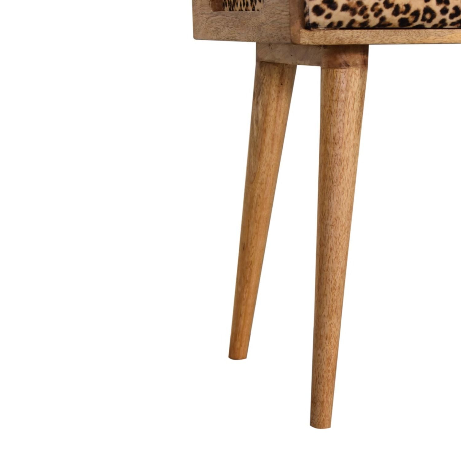 Leopard Velvet Tray Style Footstool - Brown Oak - Best Buy Furniture