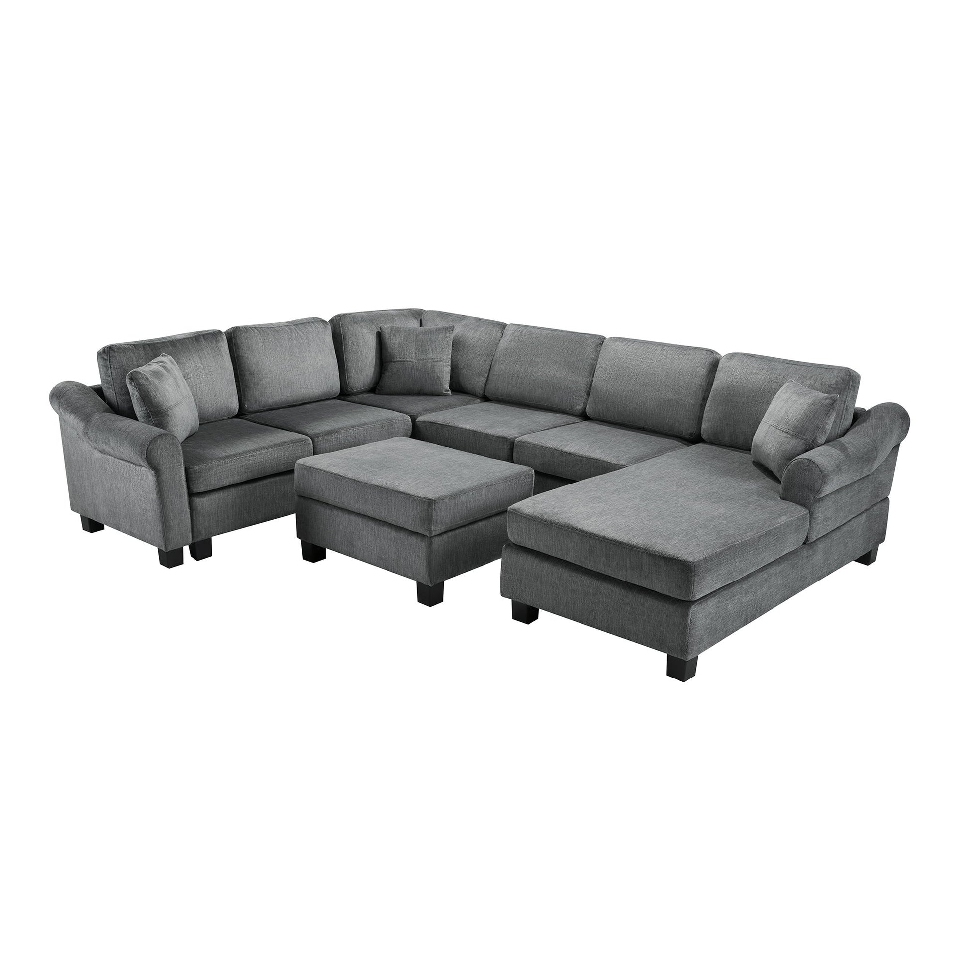 Contemporary U - Shaped Sectional Sofa With Movable Storage Ottoman - Best Buy Furniture