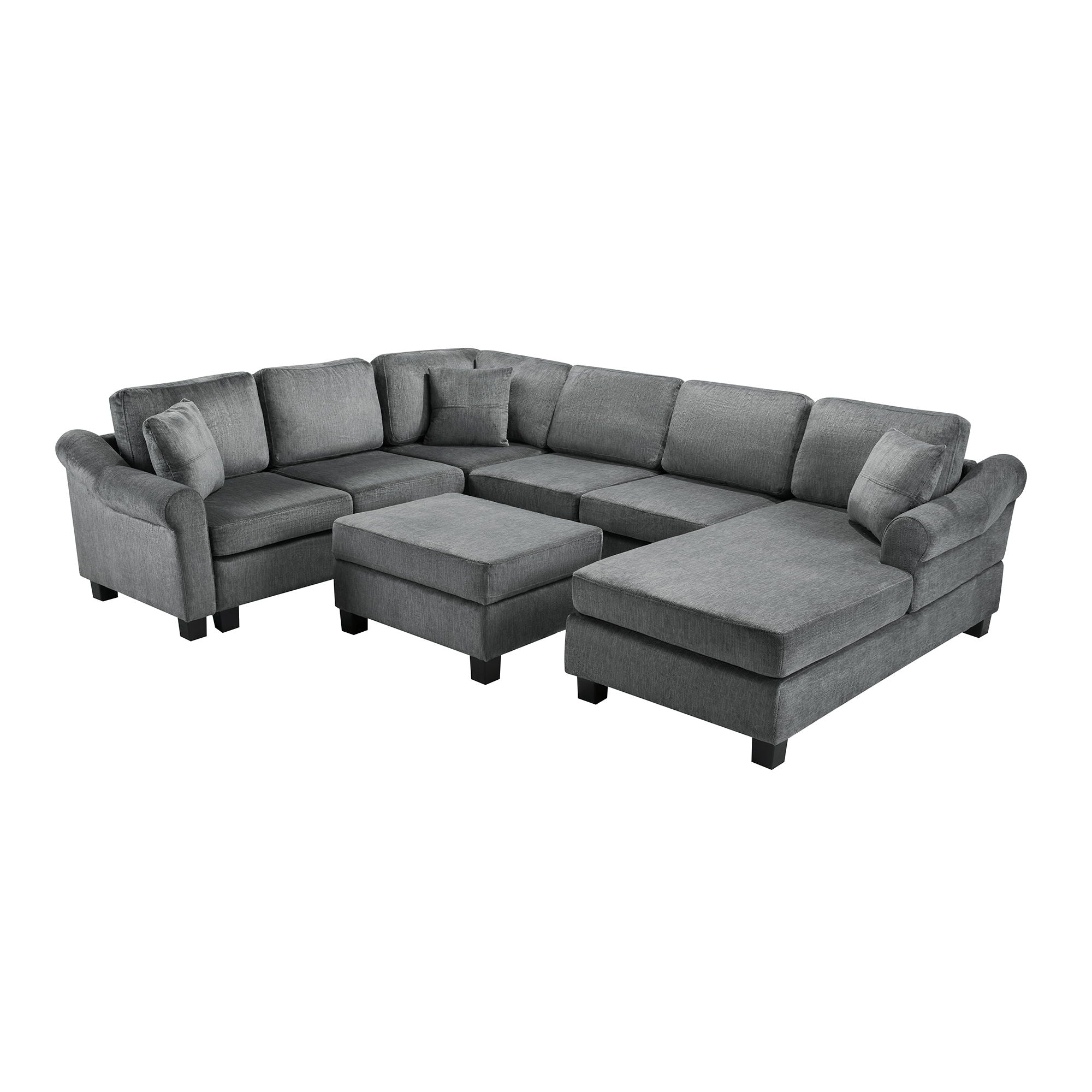 Contemporary U - Shaped Sectional Sofa With Movable Storage Ottoman - Best Buy Furniture