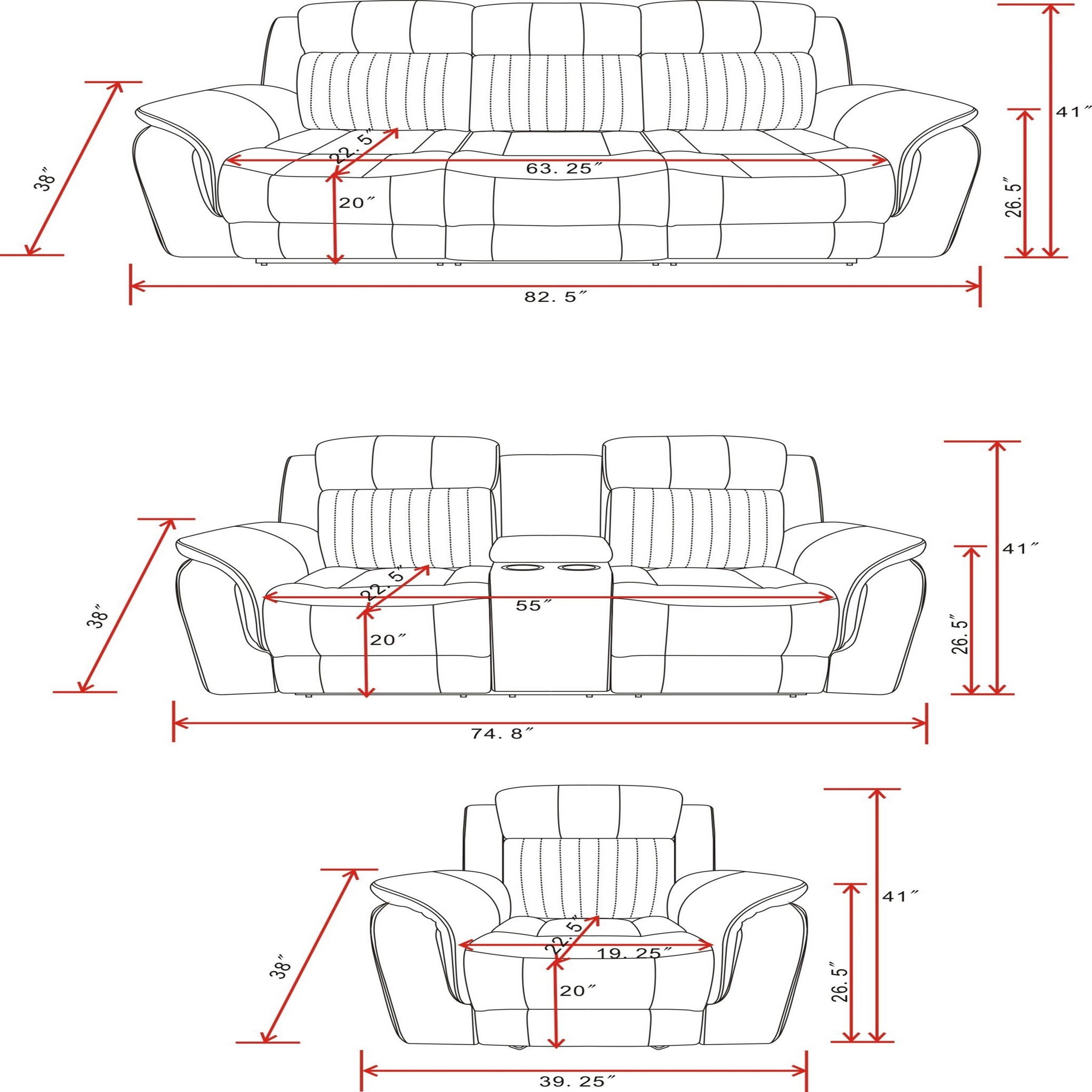 Steban - Console Reclining Loveseat - Gray - Best Buy Furniture