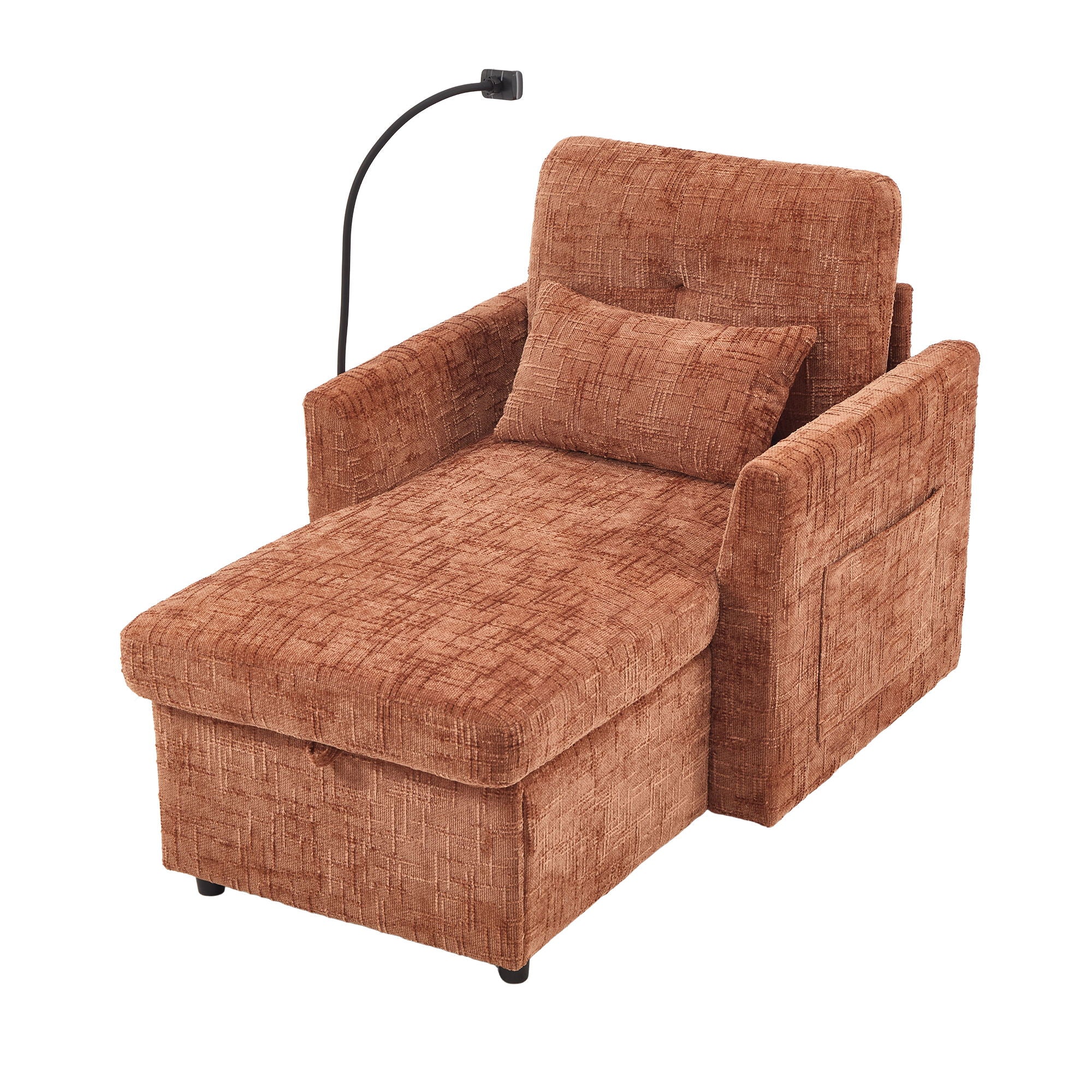 Multifunctional Chenille Recliner Sofa With Storage And Phone Bracket - Best Buy Furniture