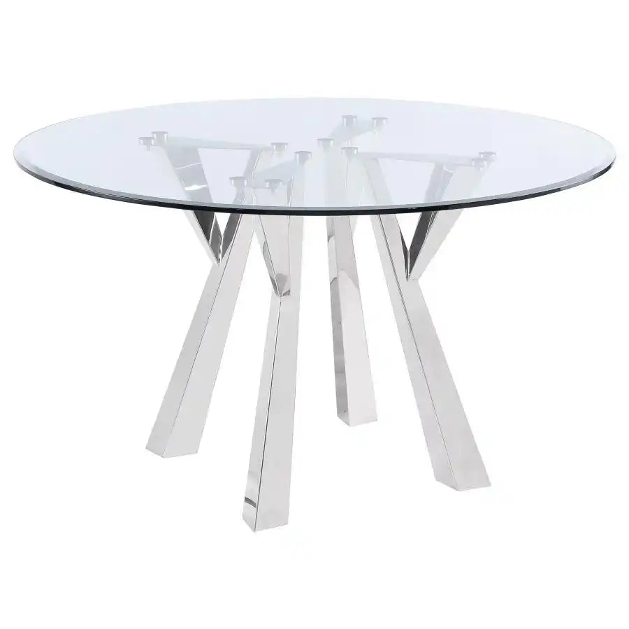 Alaia - Round Clear Glass Top Dining Table - Chrome - Best Buy Furniture
