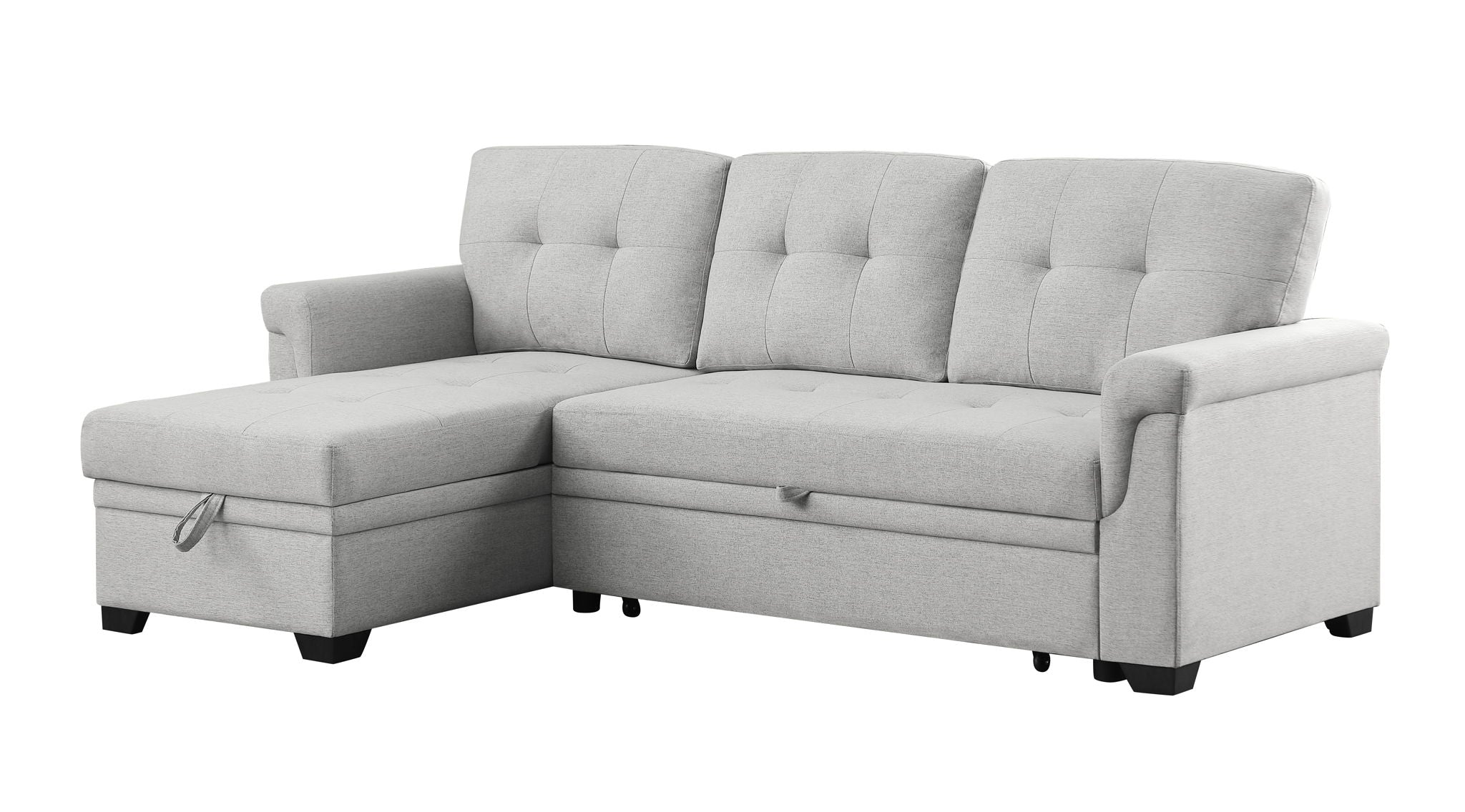 Lucca - Linen Reversible Sleeper Sectional Sofa With Storage Chaise - Best Buy Furniture
