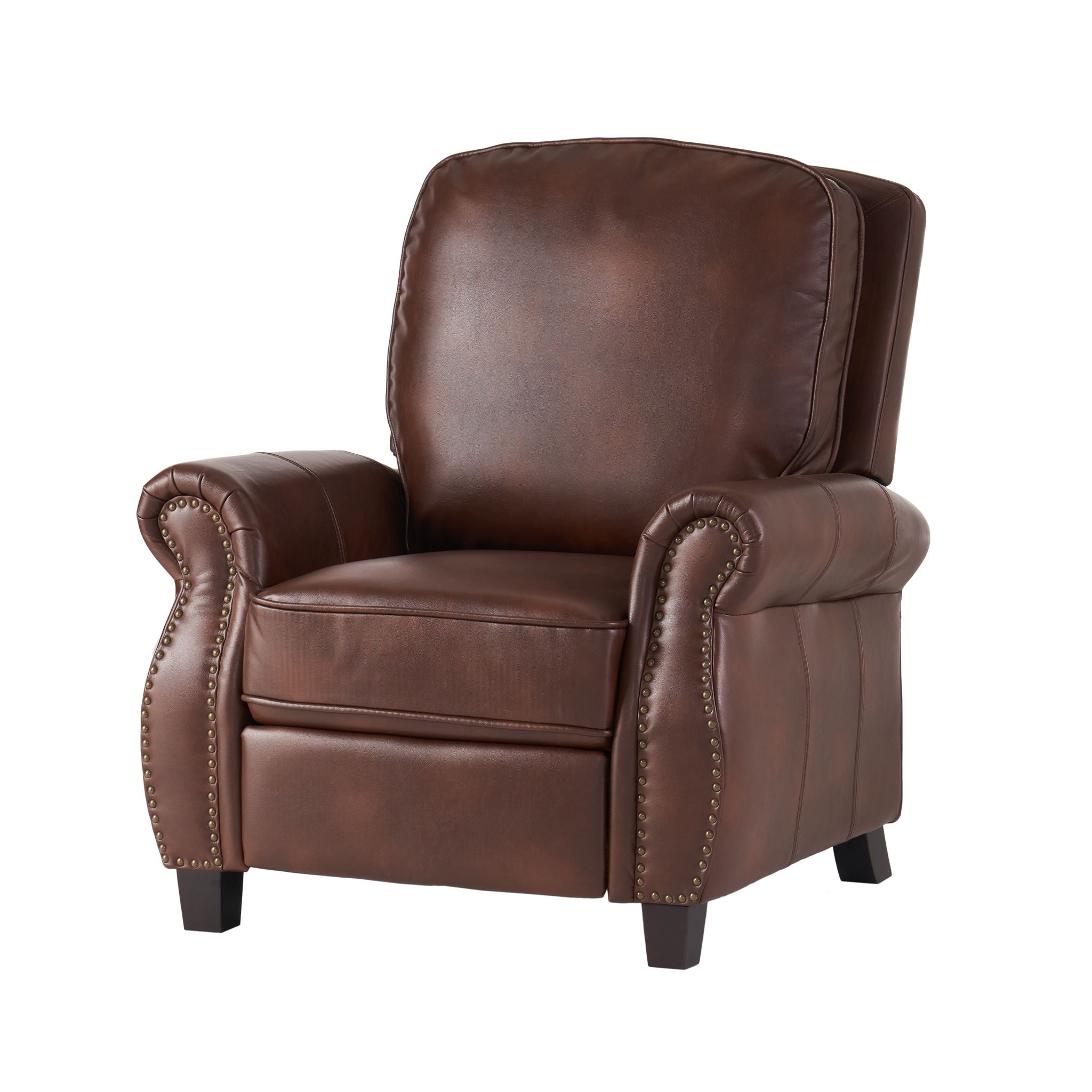 Neville - Recliner Chair With Push Back Function And Birch Wood Legs - Brown - Best Buy Furniture