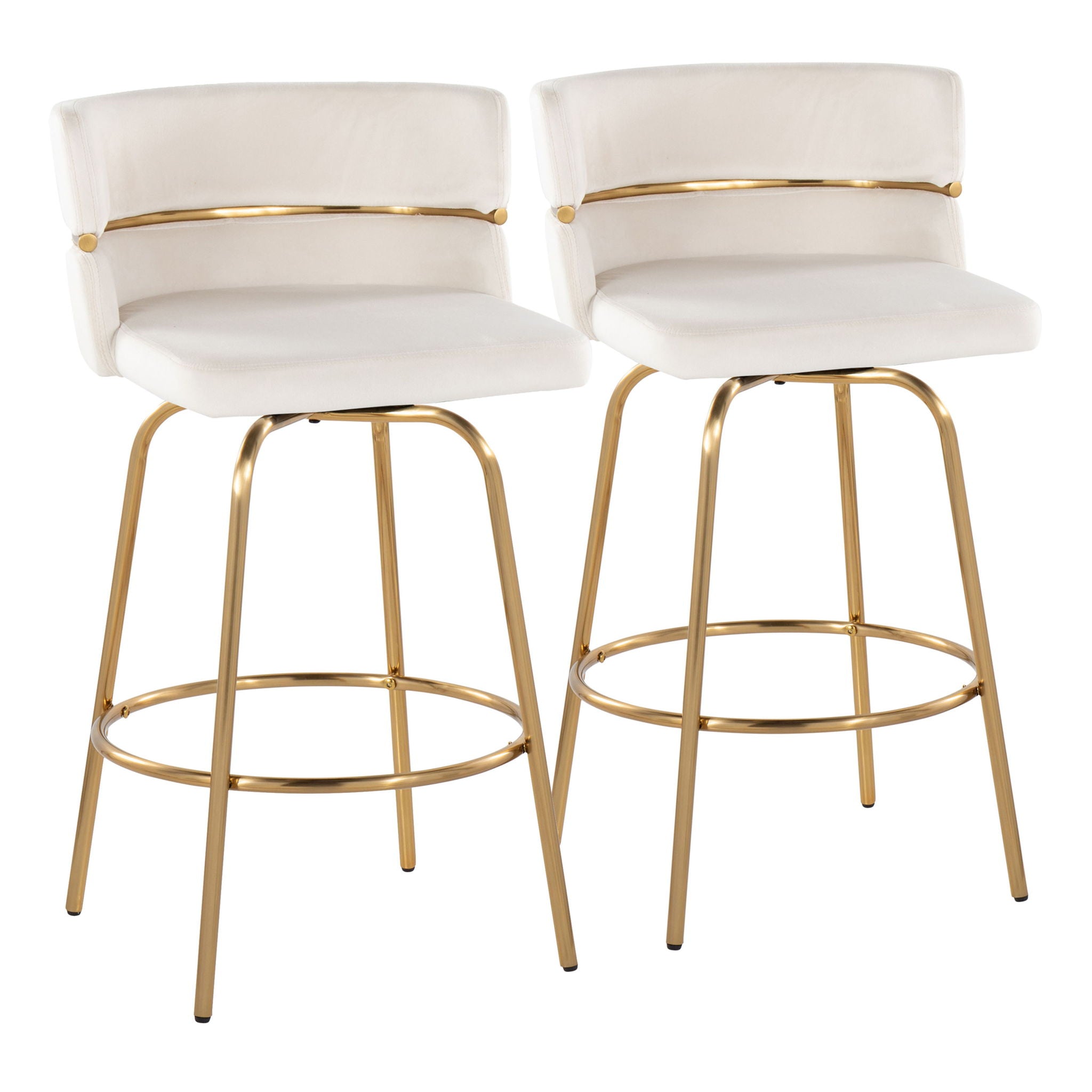 Cinch - Glam / Art Deco Fixed Height Counter Stool With Swivel With Round Footrest (Set of 2) - Best Buy Furniture