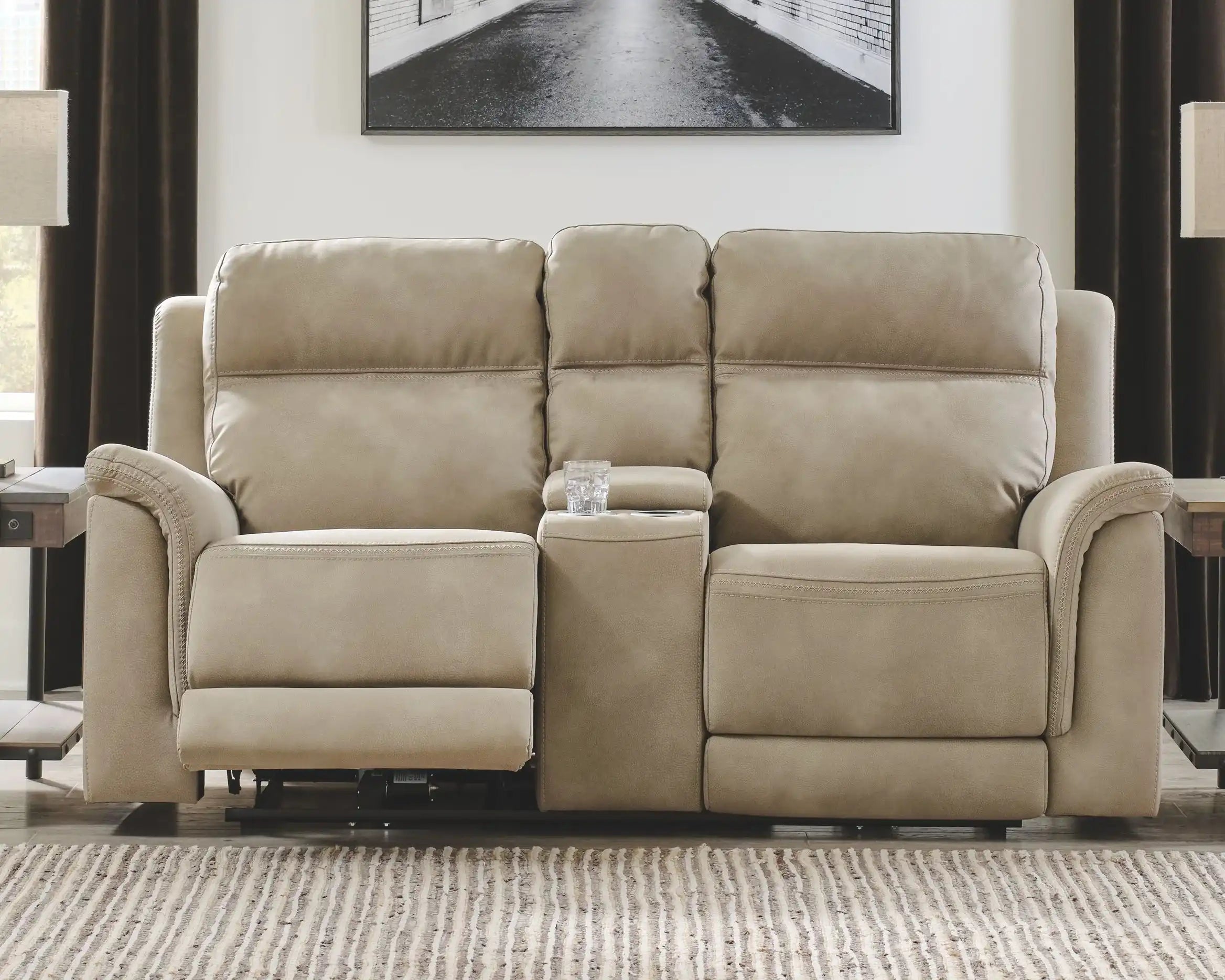 Next-Gen Durapella - Reclining Power Loveseat With Console - Best Buy Furniture