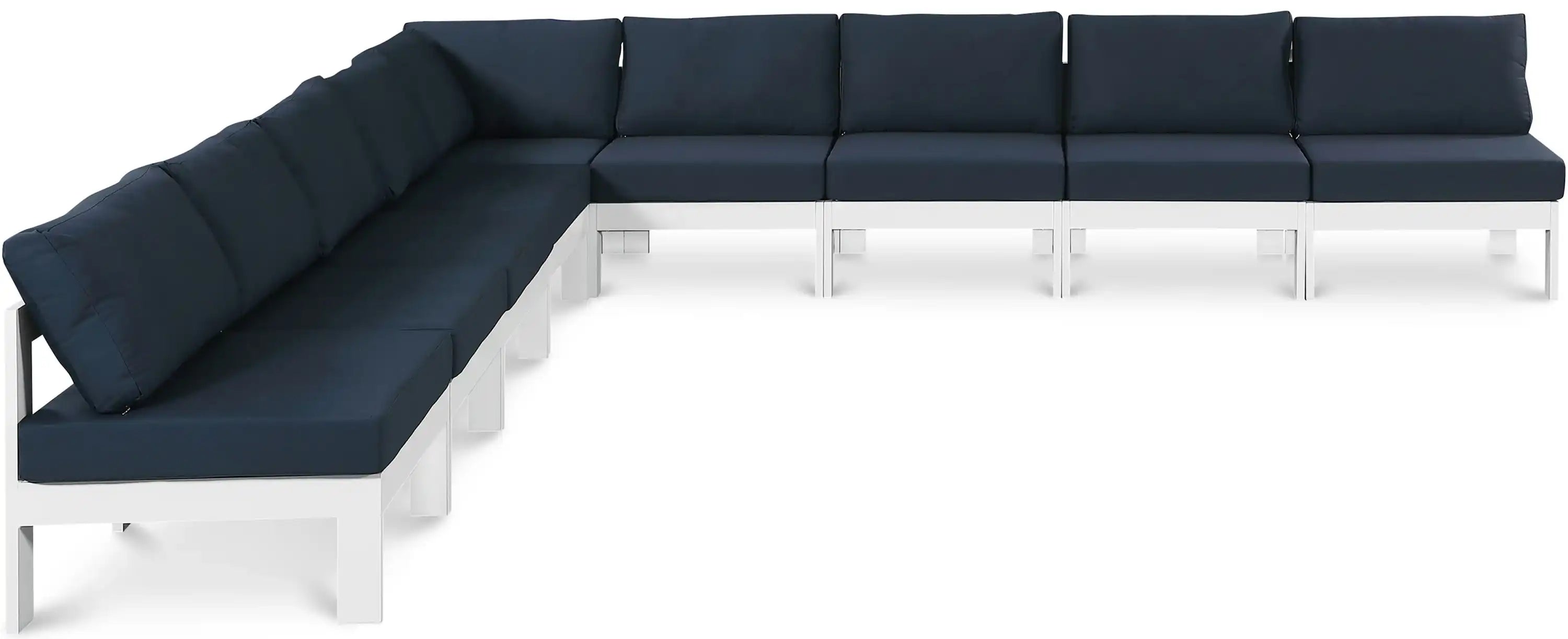 Nizuc - Outdoor Patio 9 Piece Modular Sectional With White Frame - Best Buy Furniture