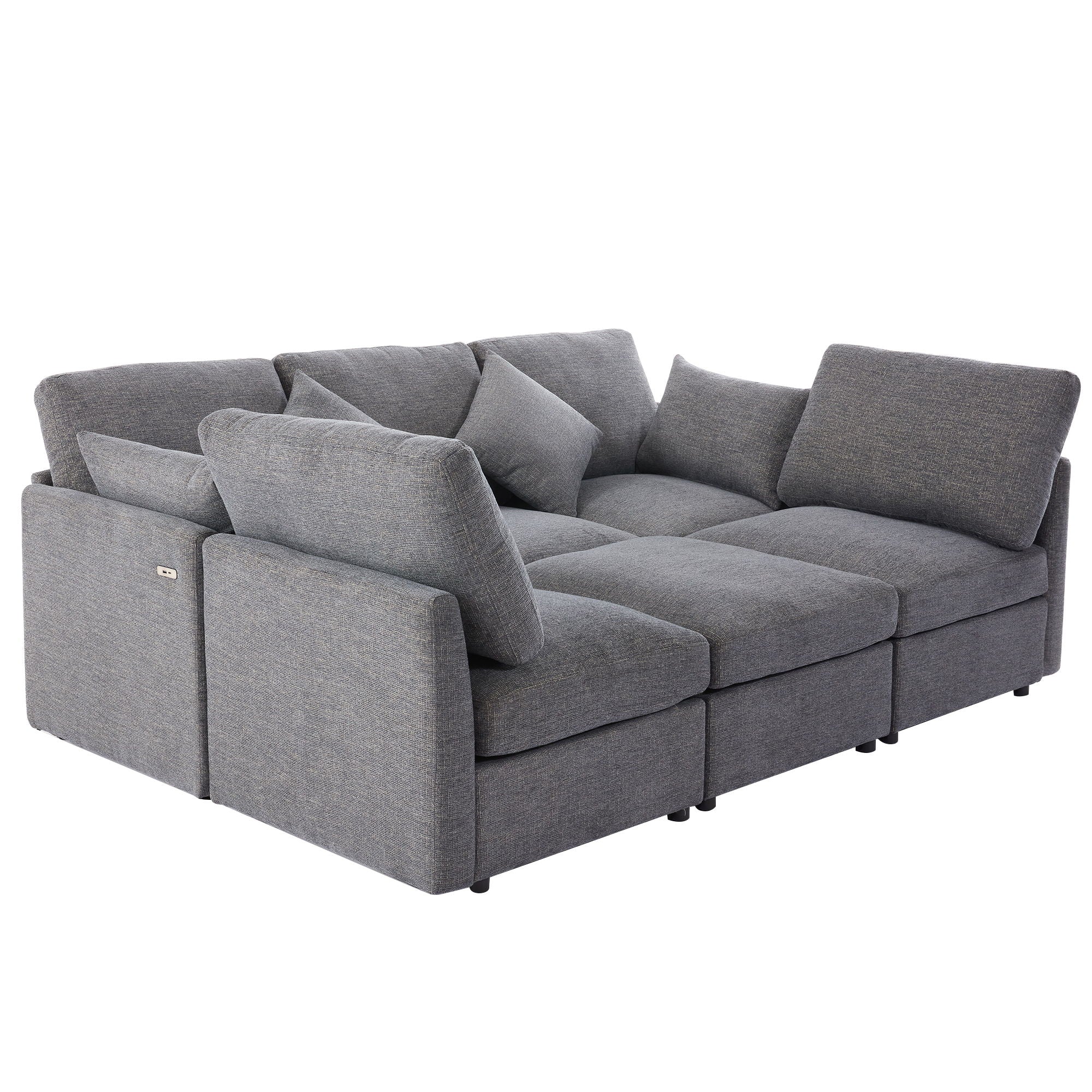Sectional Sofa Modular Sofa U - Shaped Sofa Couch Sofa Bed L - Shaped Sofa With A Movable Ottoman And Two USB Ports For Living Room - Best Buy Furniture