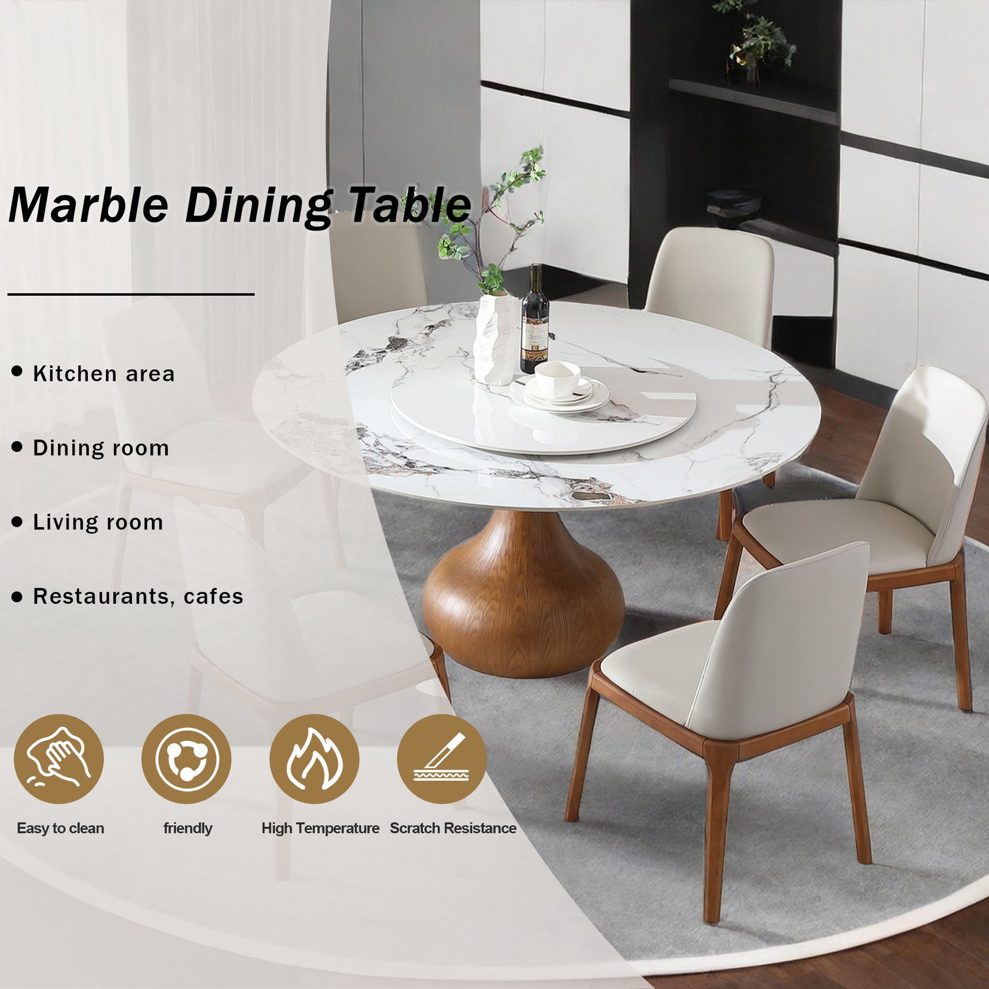 Round Modern Marble Dining Table With Chairs - Best Buy Furniture