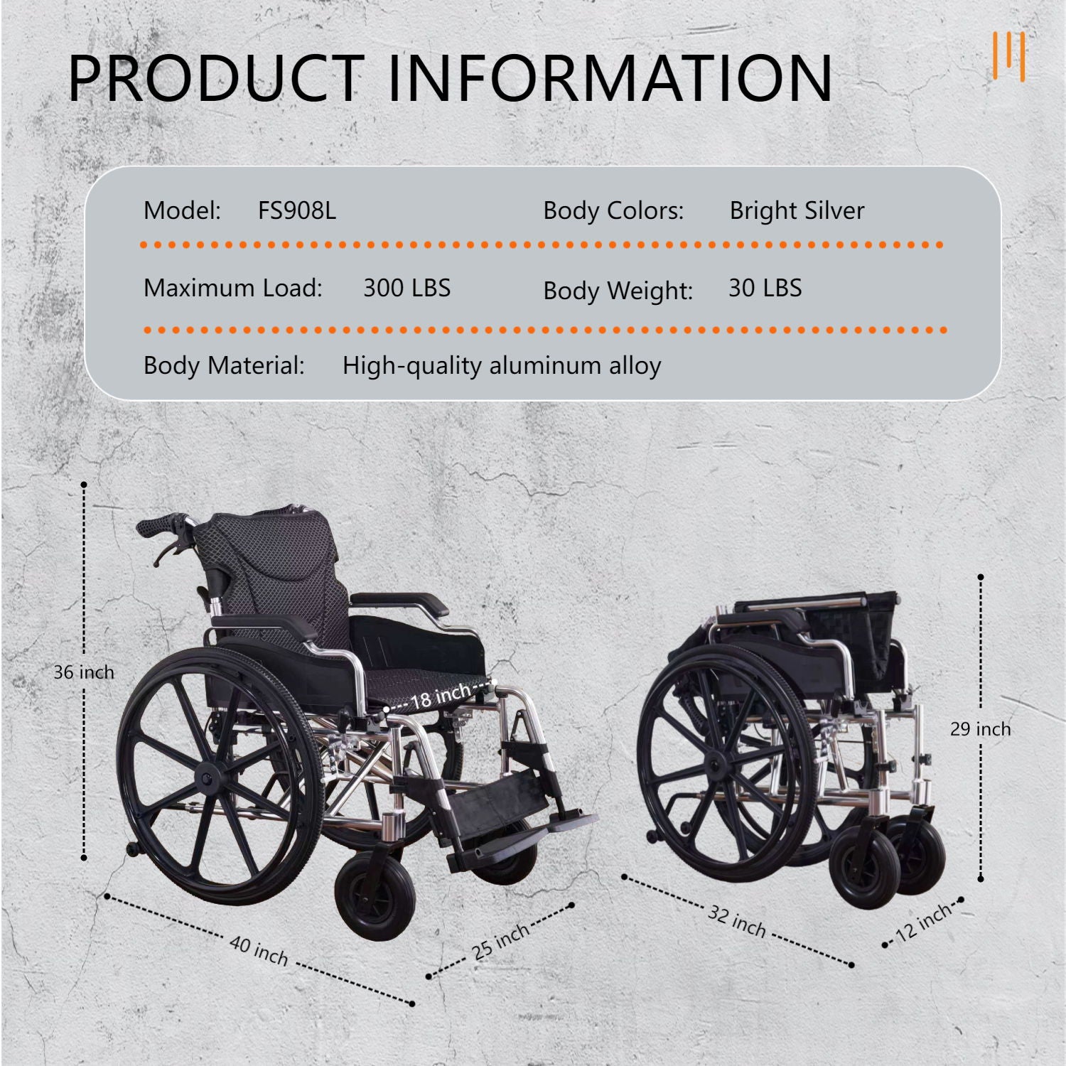Lightweight Foldable Transport Wheelchair For Adults With Double X Force Support