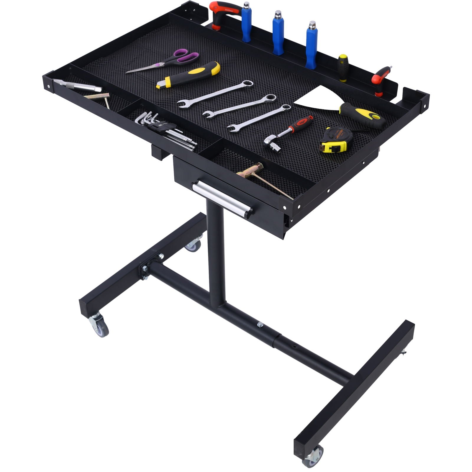 Adjustable Tear Down Work Table With Drawer For Garages, Repair Shops, And Diy, Portable, (4) 2.5" Swivel Casters, 220 Pound Capacity, Rubber Corners, Heavy Duty Steel - Best Buy Furniture