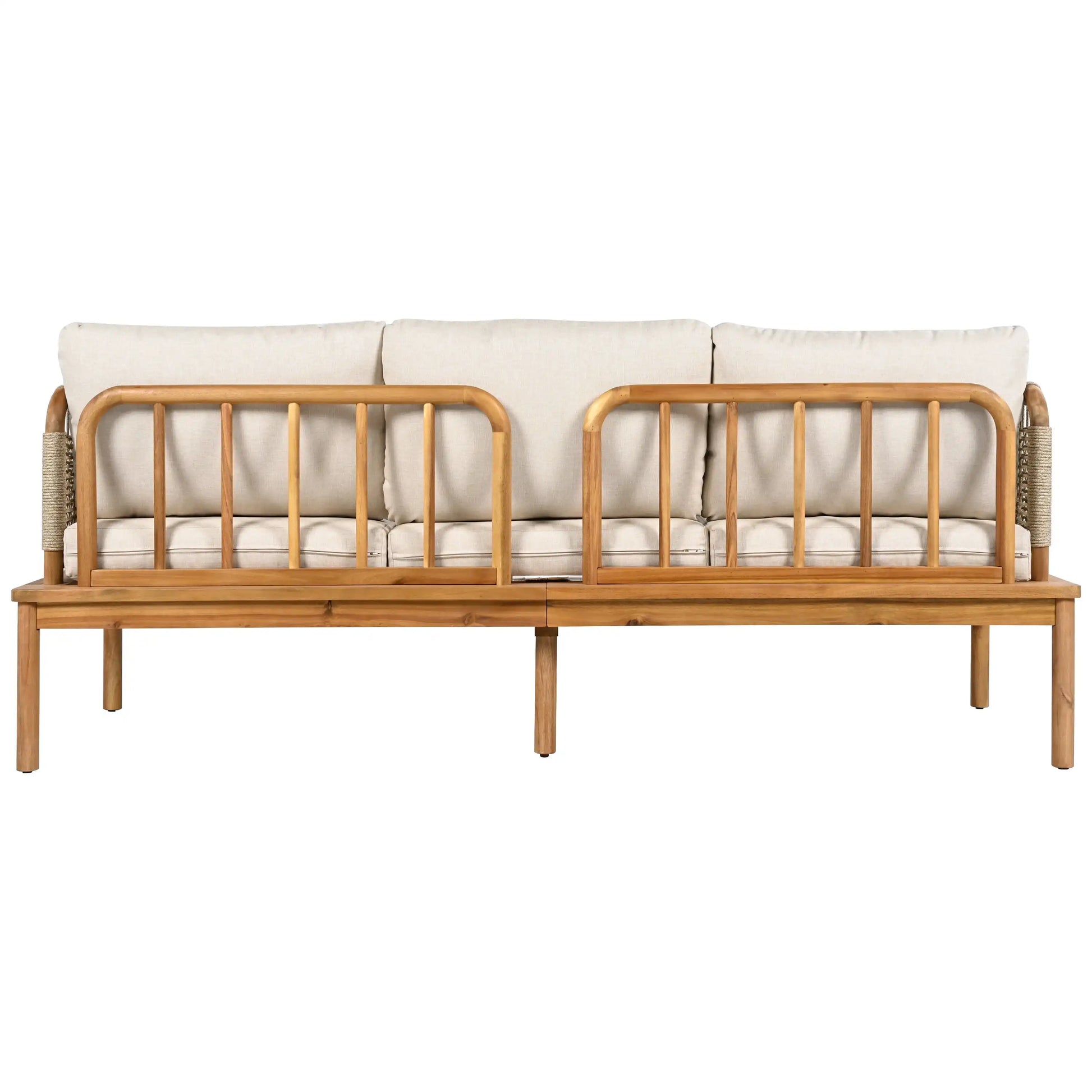 Outdoor 3-piece Acacia Wood and Rope Patio Sofa Set - Best Buy Furniture