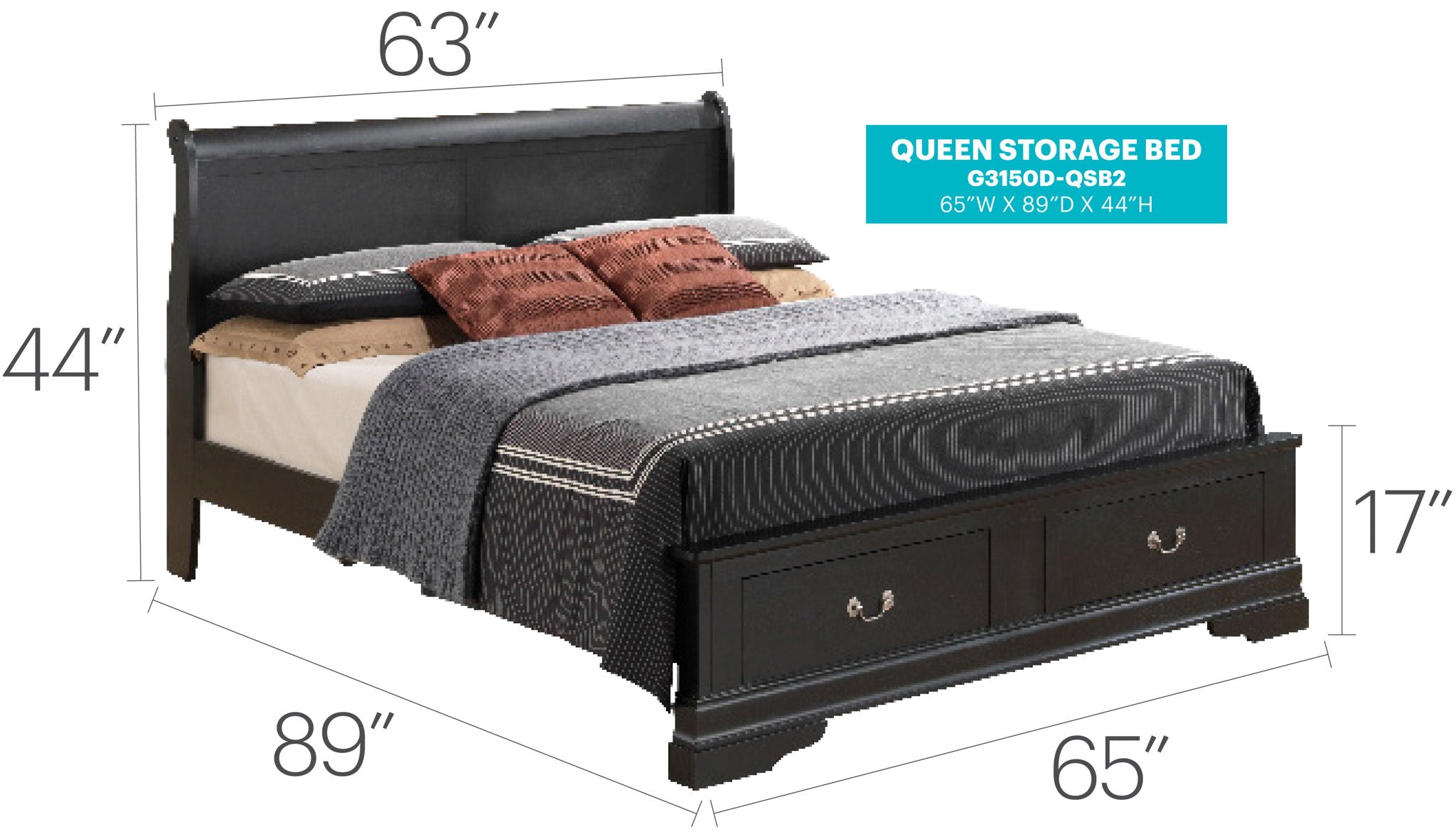 Louis Phillipe - Storage Bed - Best Buy Furniture