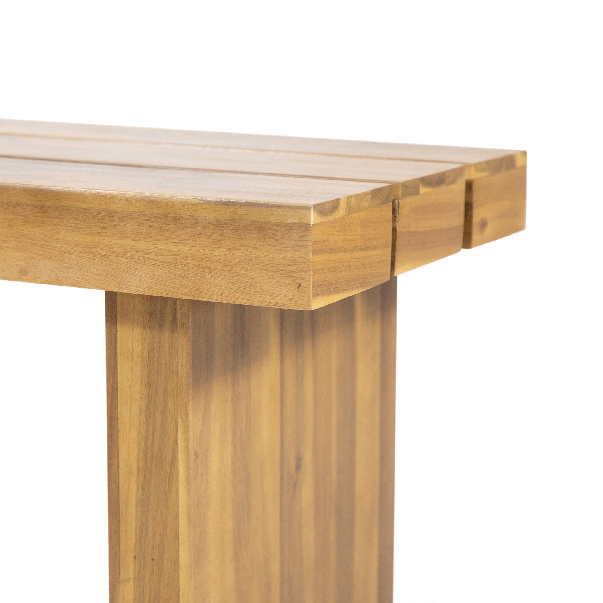 Nahanni - Rustic Acacia Wood Bench With Slat Design - Natural - Best Buy Furniture