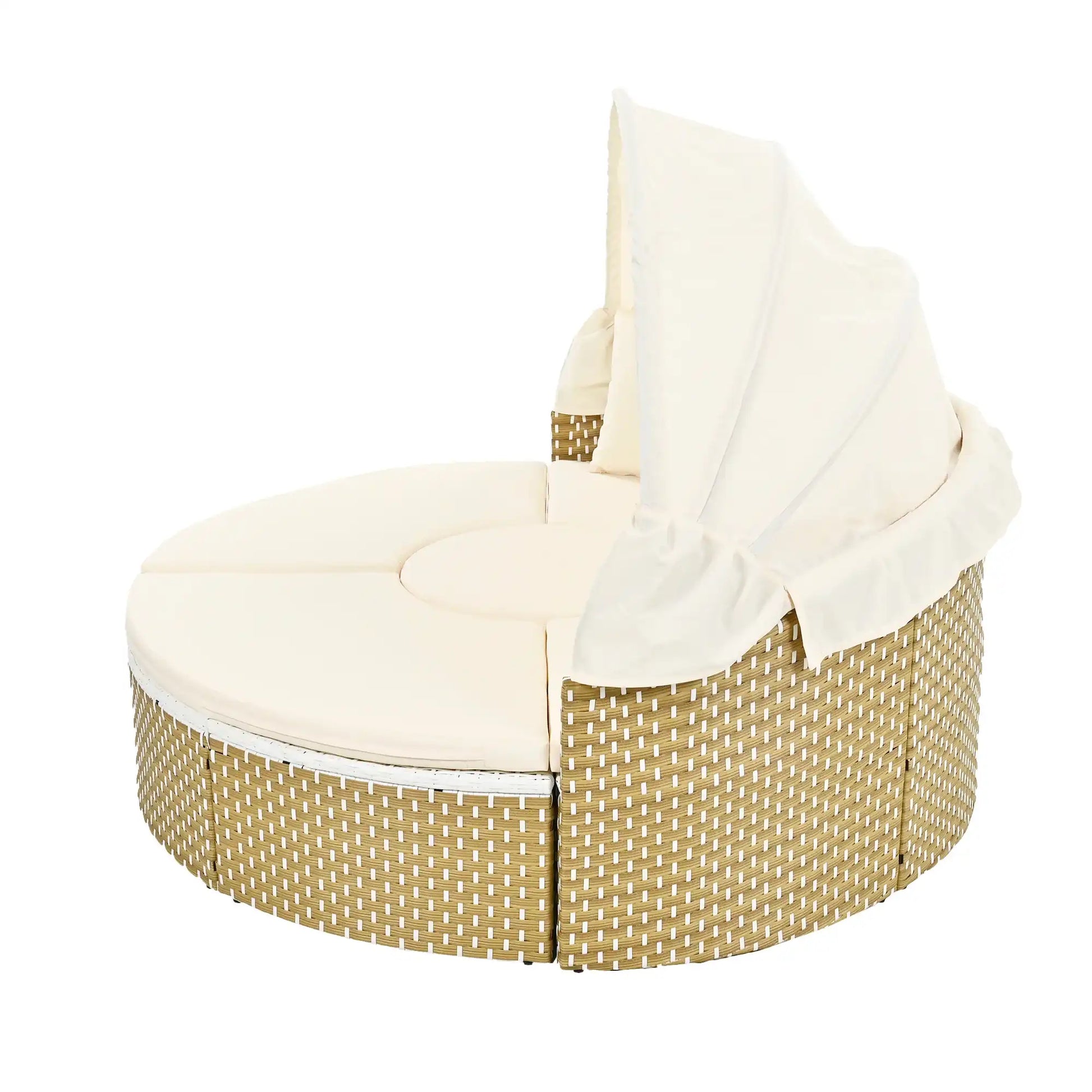 TOPMAX Round Outdoor Sectional Sofa Set Rattan Daybed - Best Buy Furniture